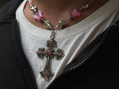Pink Cross necklace