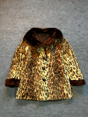 Animal print fur coat(XS/S/M)