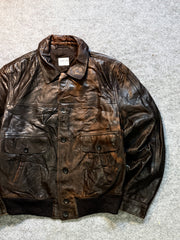 Bomber leather jacket(M/L)