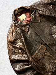 Pilot aviator bomber leather jacket(L/XL)