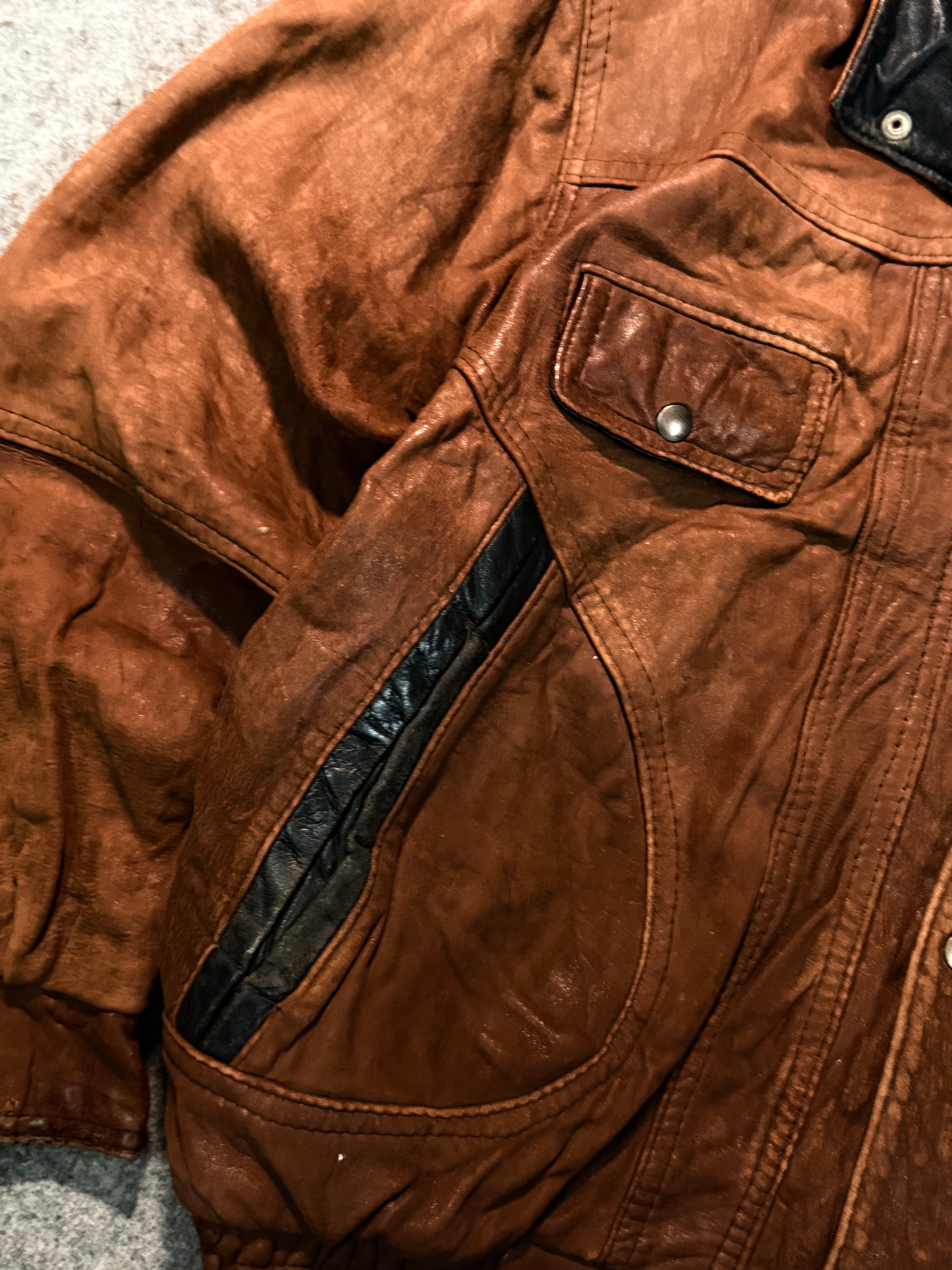 Bomber leather jacket(XL+)
