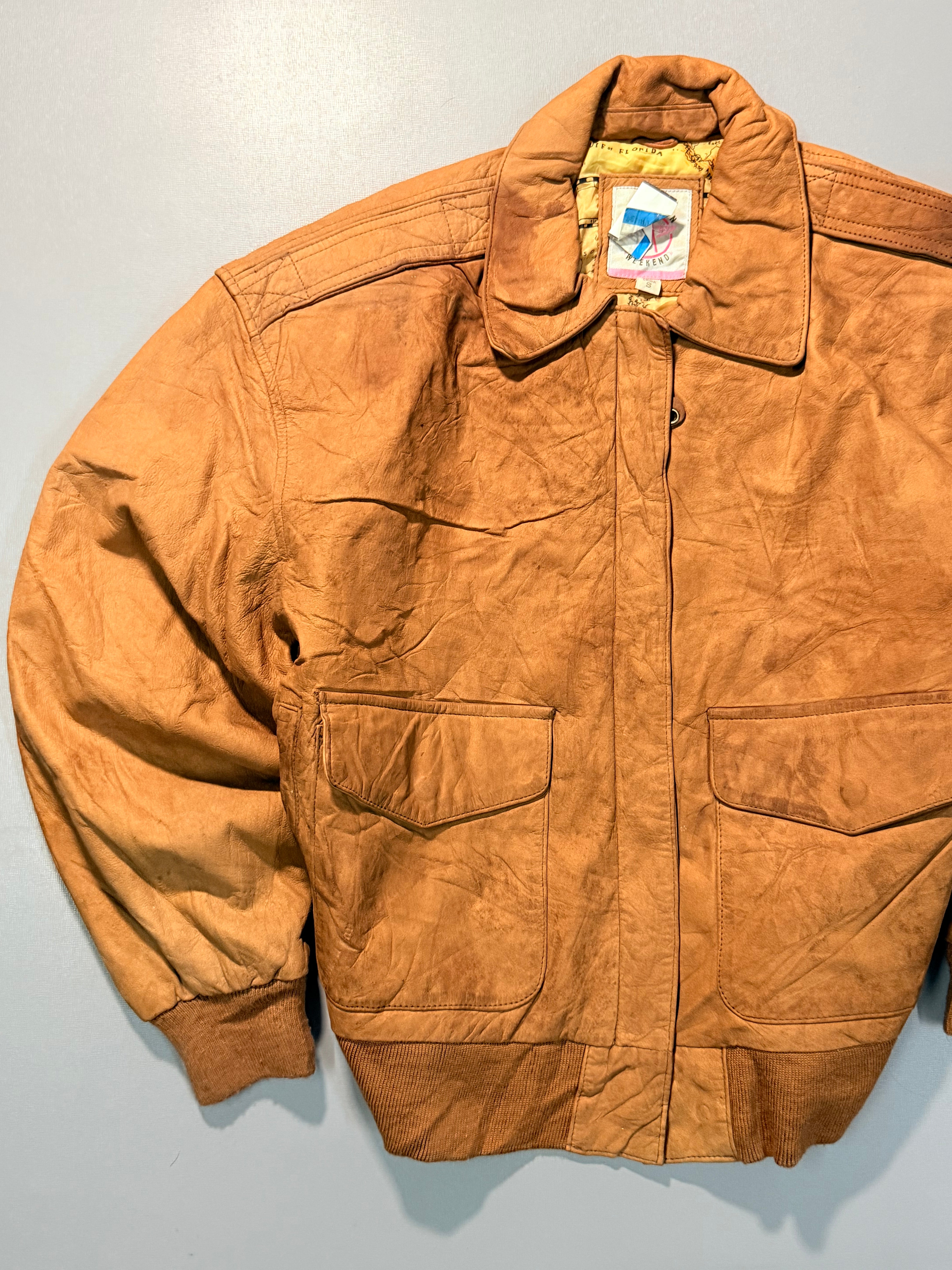 Bomber leather jacket(XS/S)