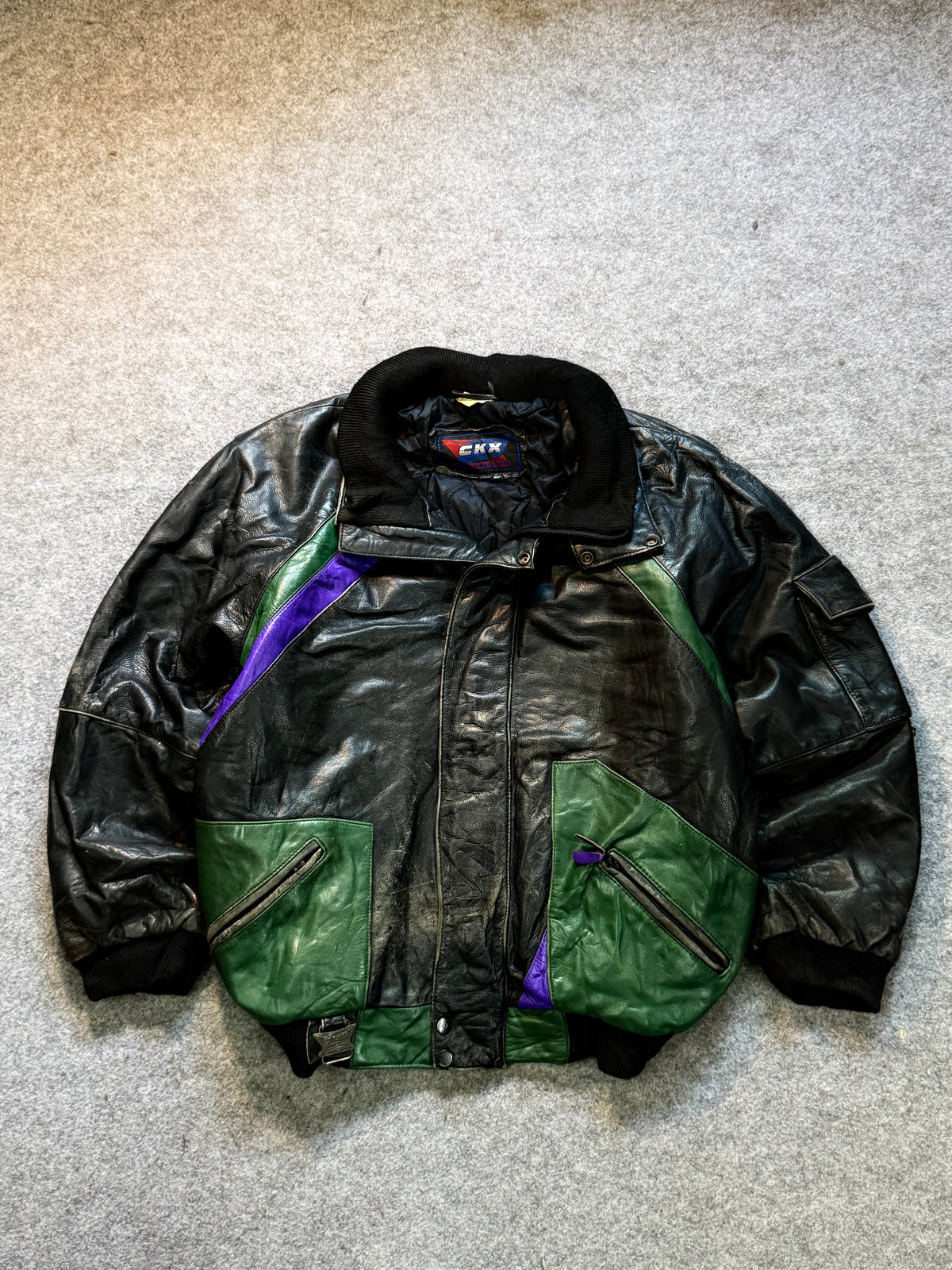 Bomber leather jacket(M/L)