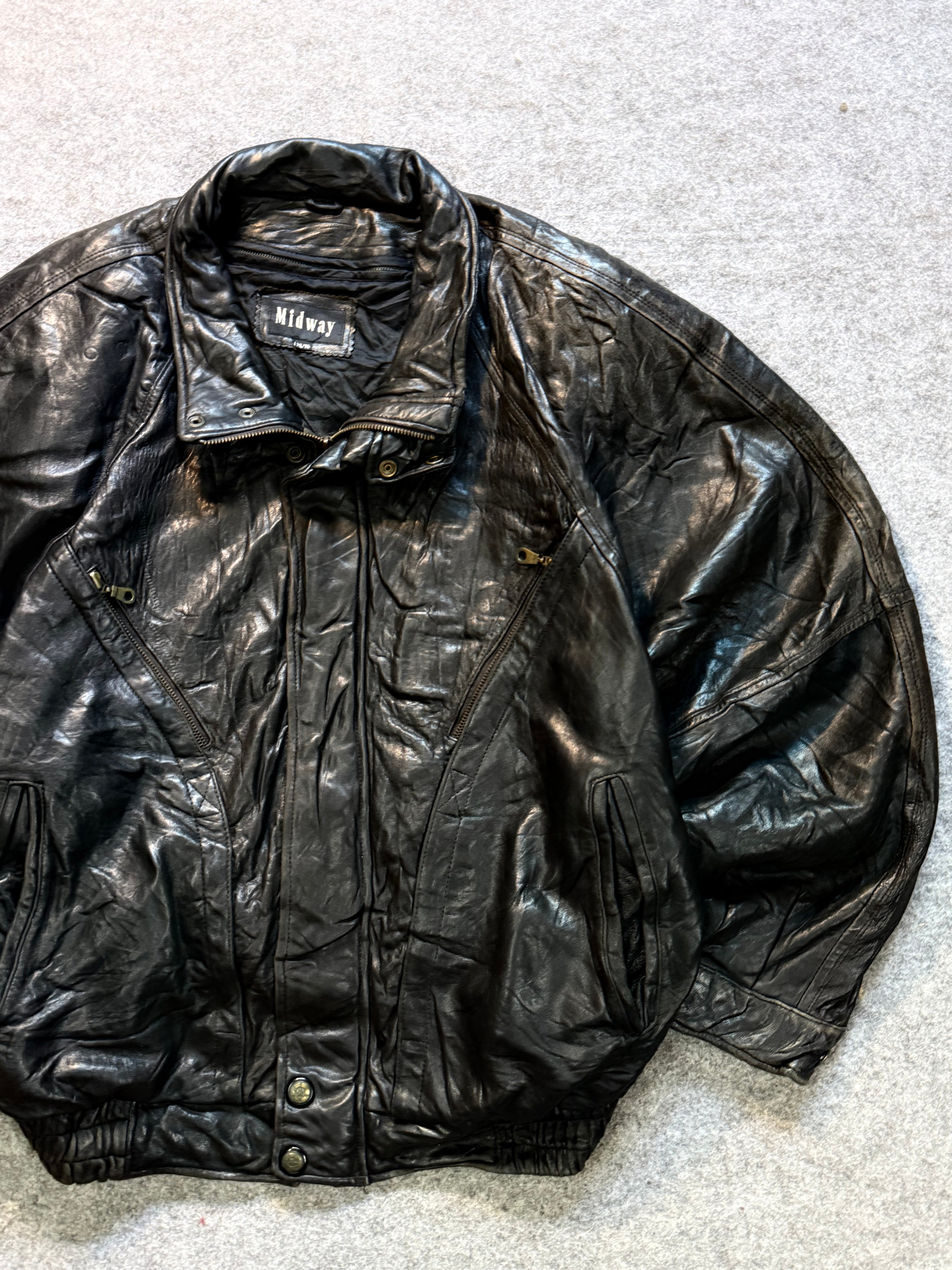 Bomber leather jacket(M/L)