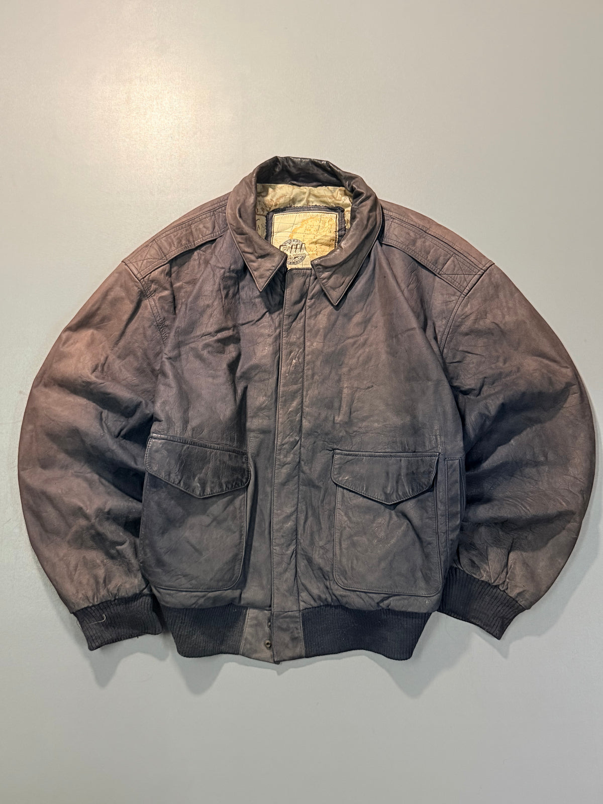 Bomber leather jacket(M/L)