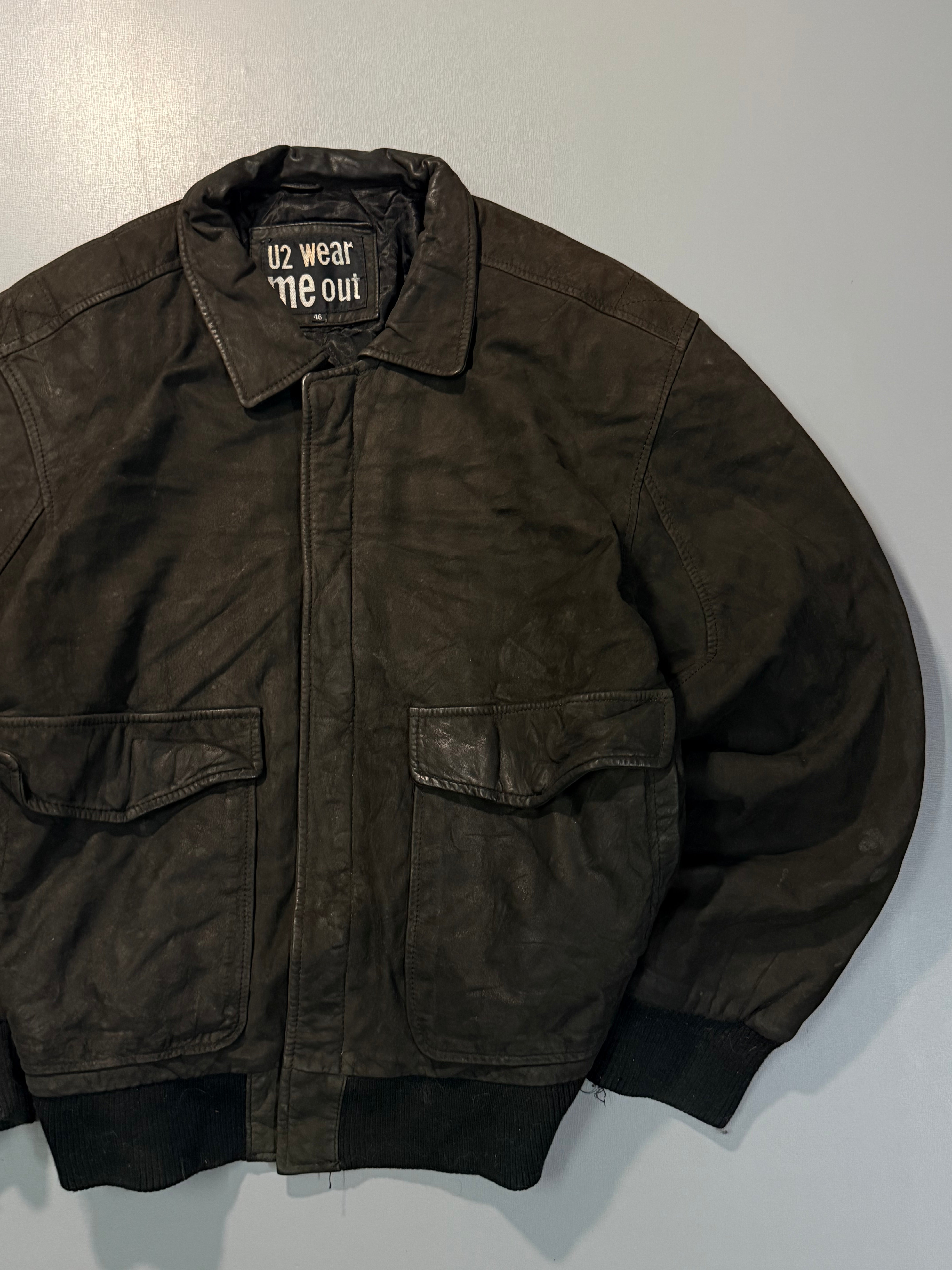Bomber leather jacket(M/L)