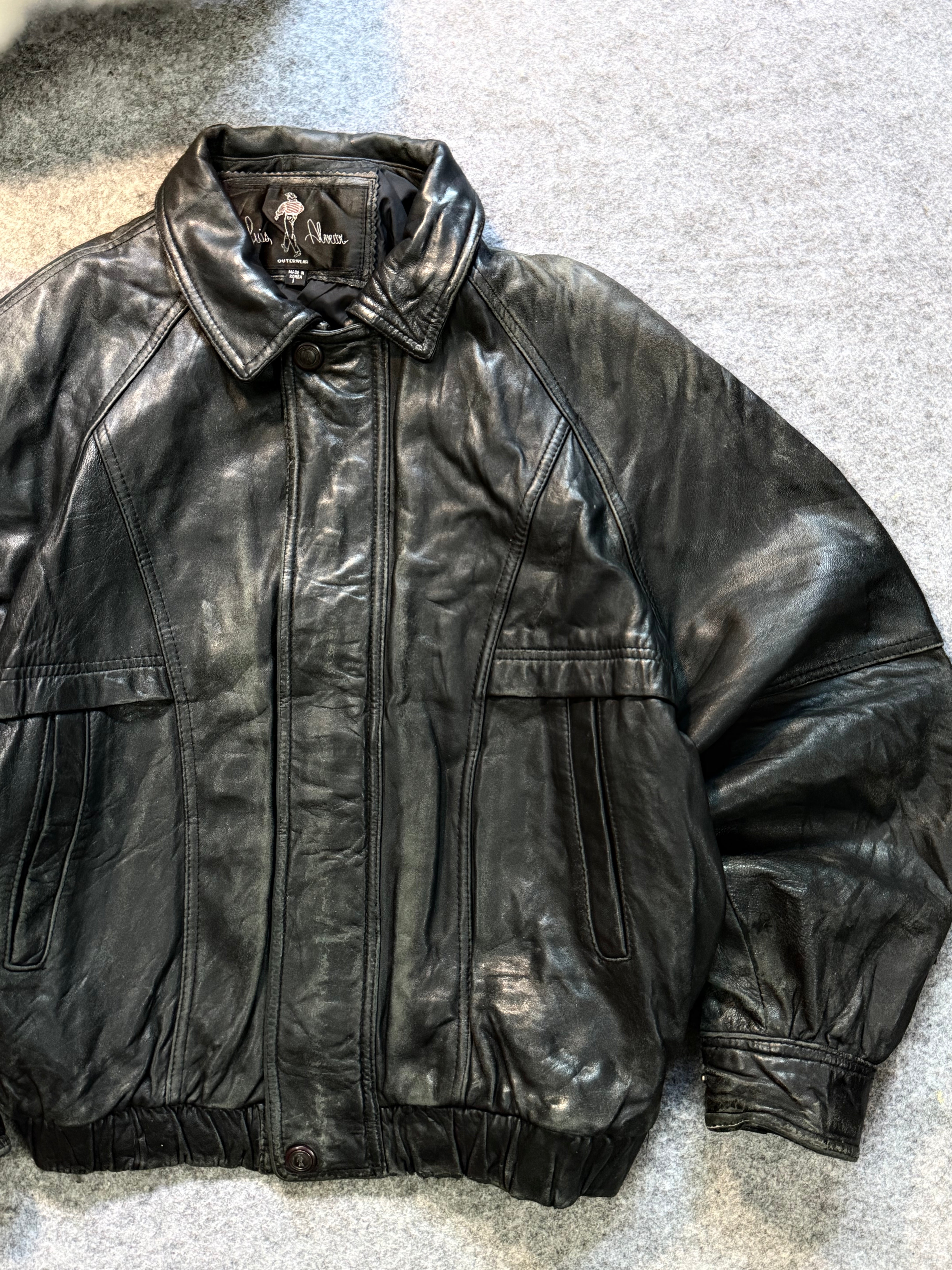 Bomber leather jacket(M/L)
