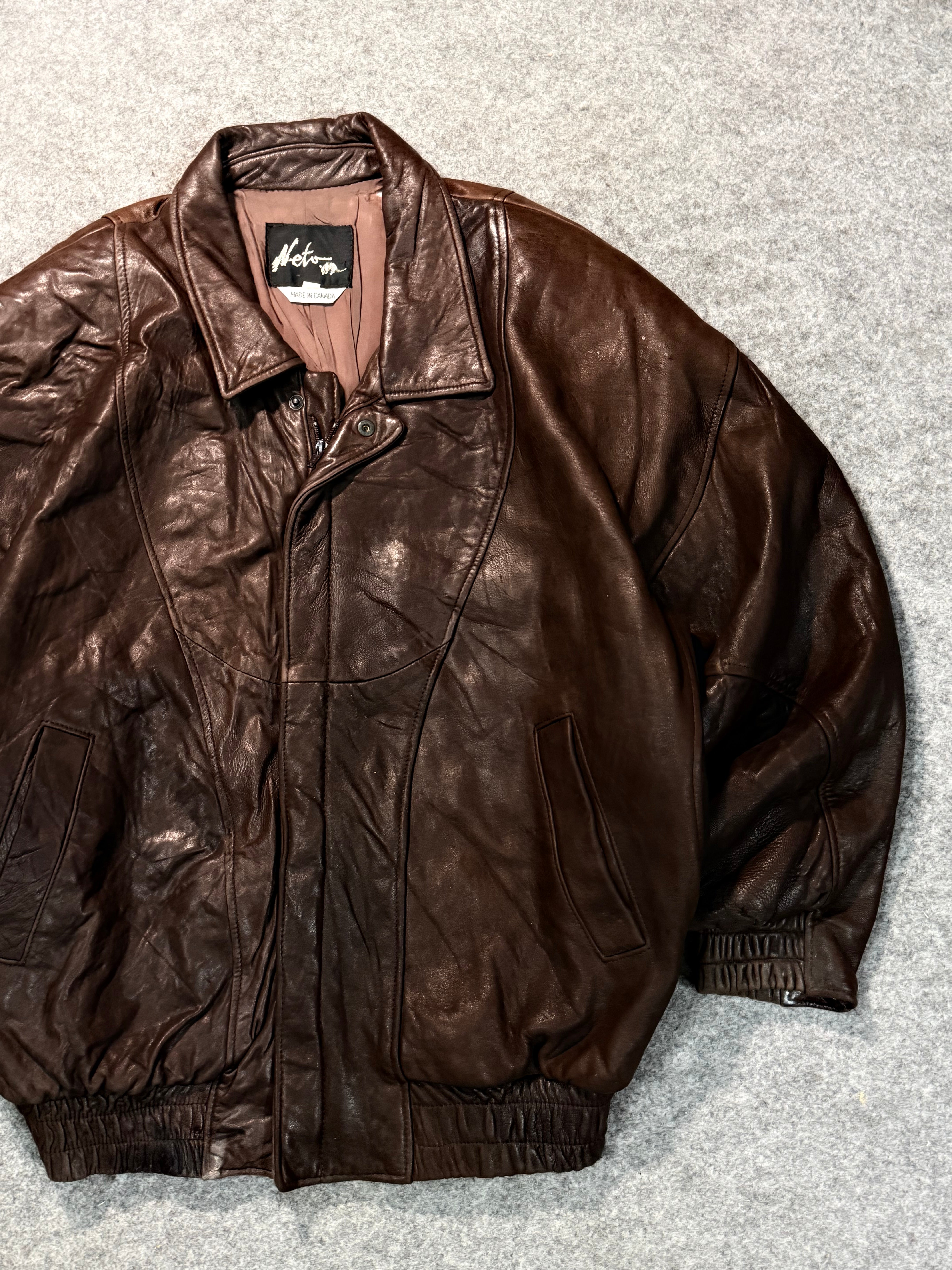 Bomber leather jacket(XL+)