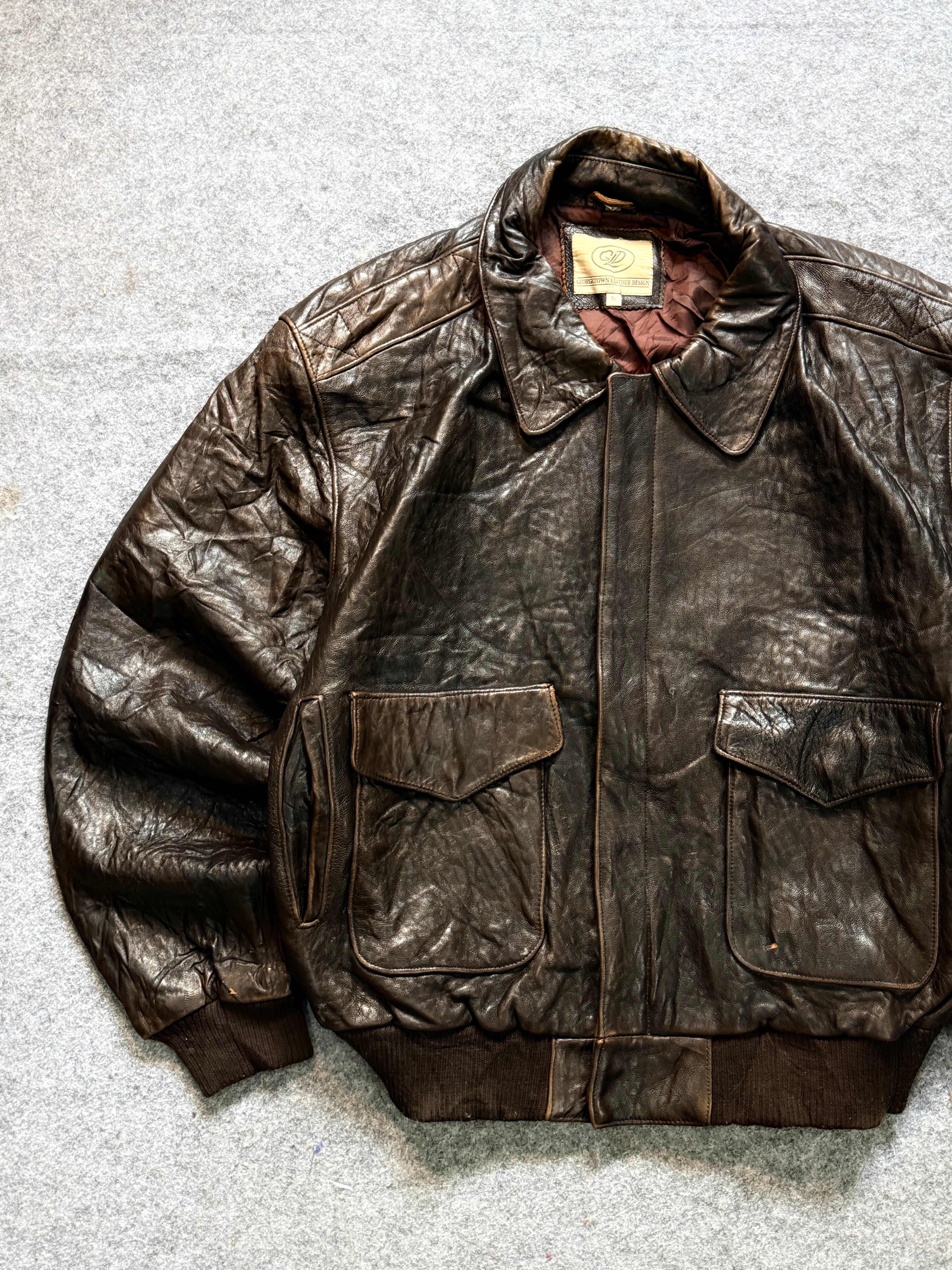 Pilot aviator bomber leather jacket(L/XL)