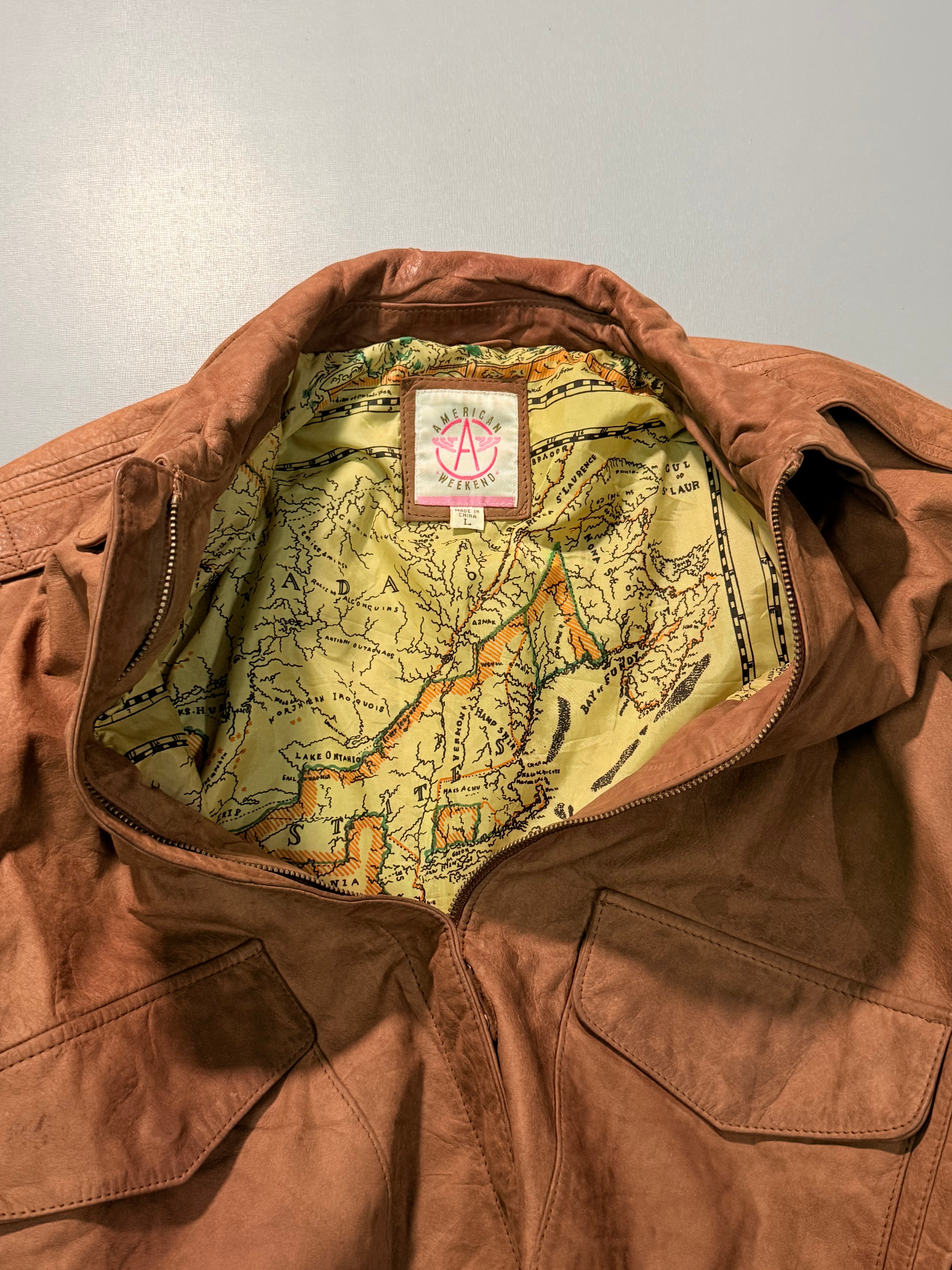 Bomber leather jacket(M/L)