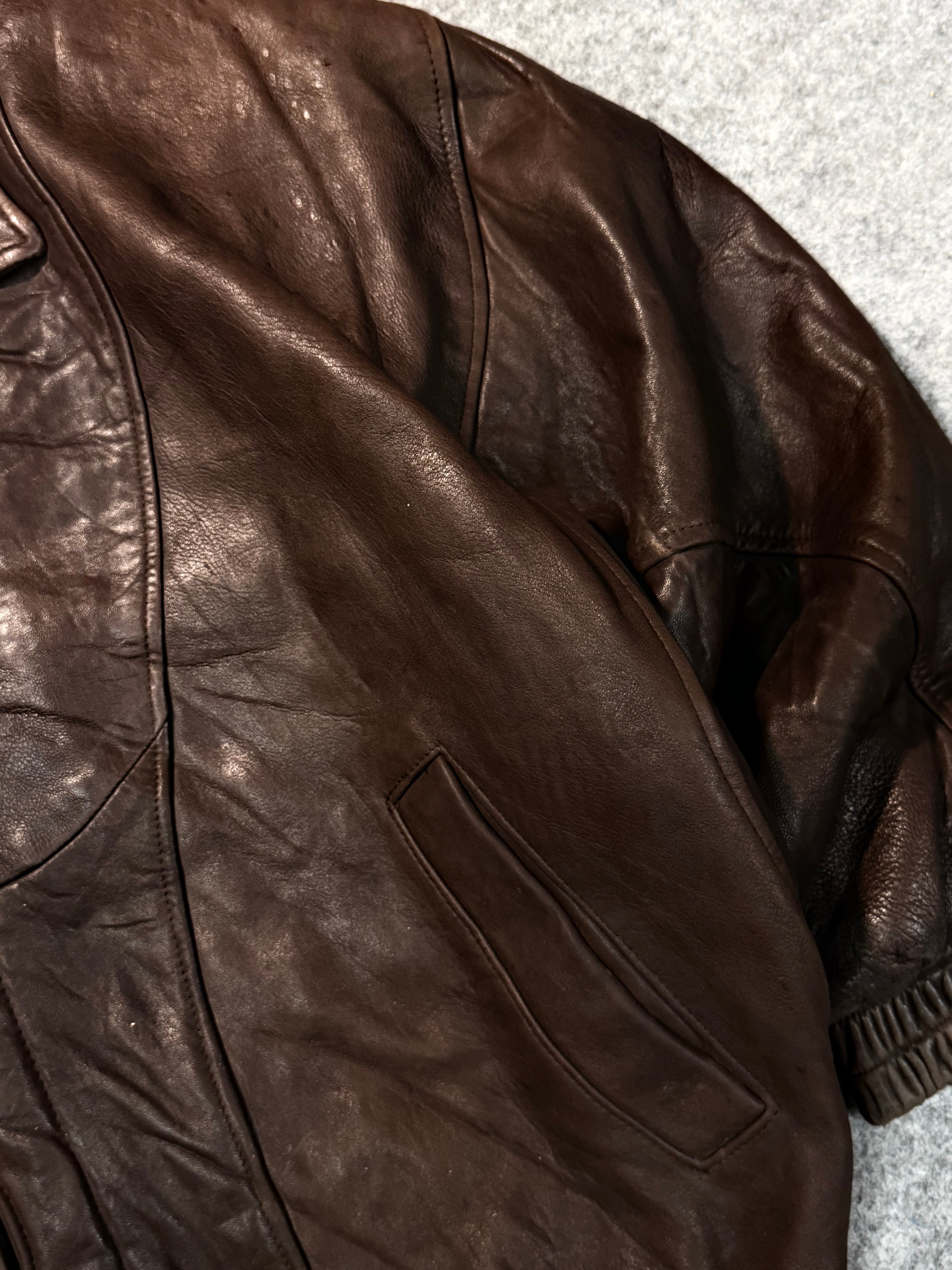 Bomber leather jacket(XL+)