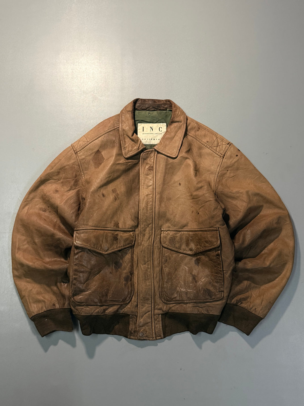 Bomber leather jacket(M/L)