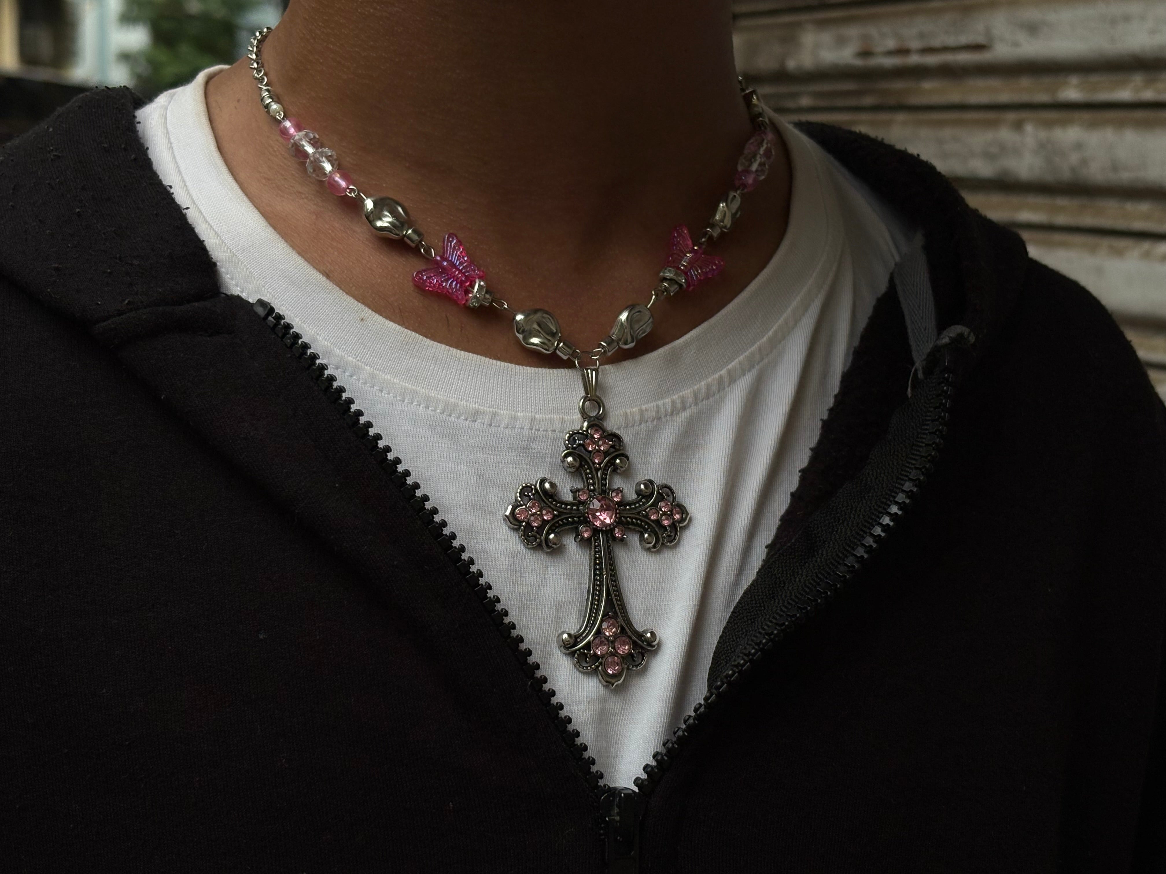 Pink Cross necklace