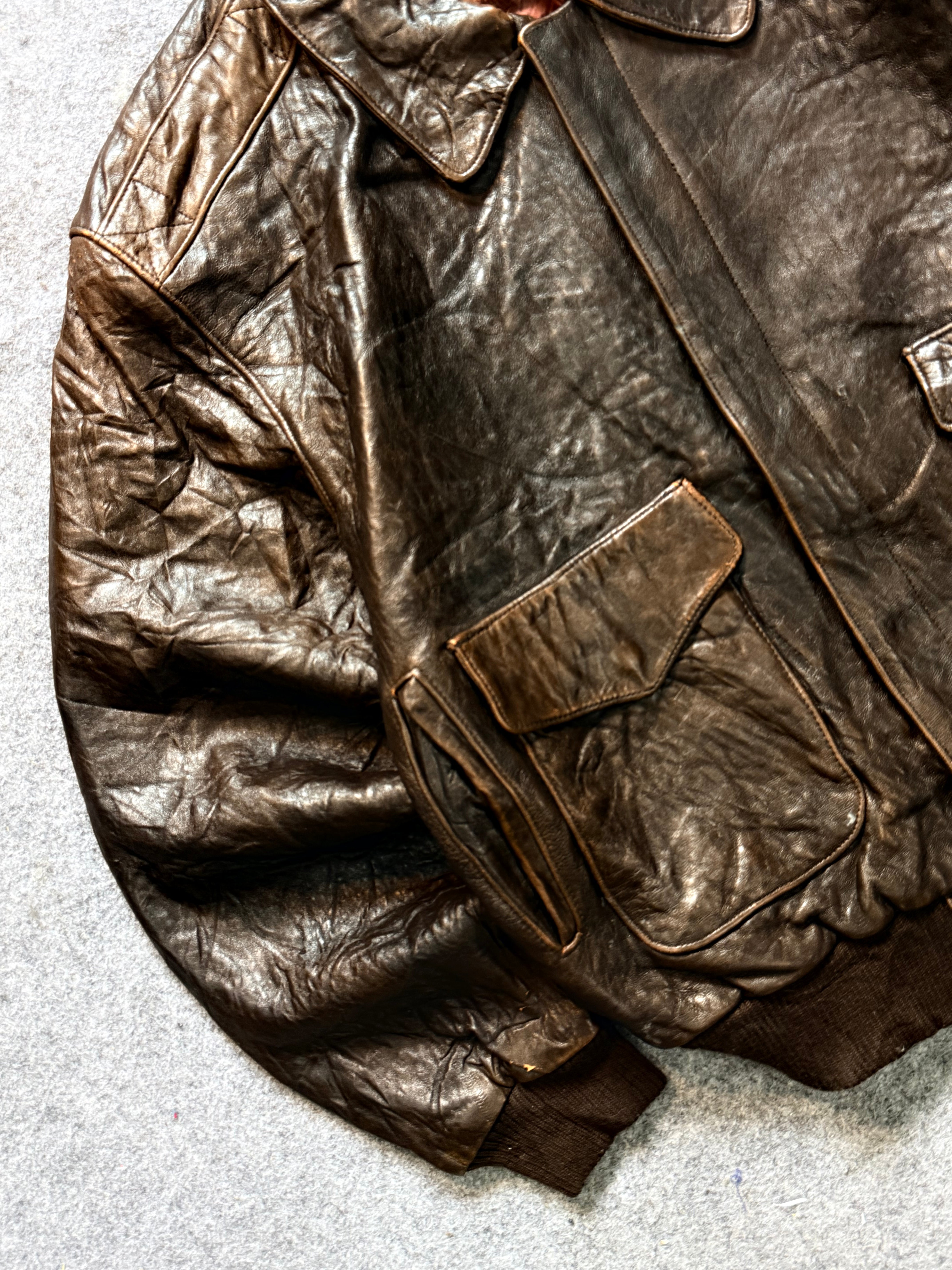 Pilot aviator bomber leather jacket(L/XL)