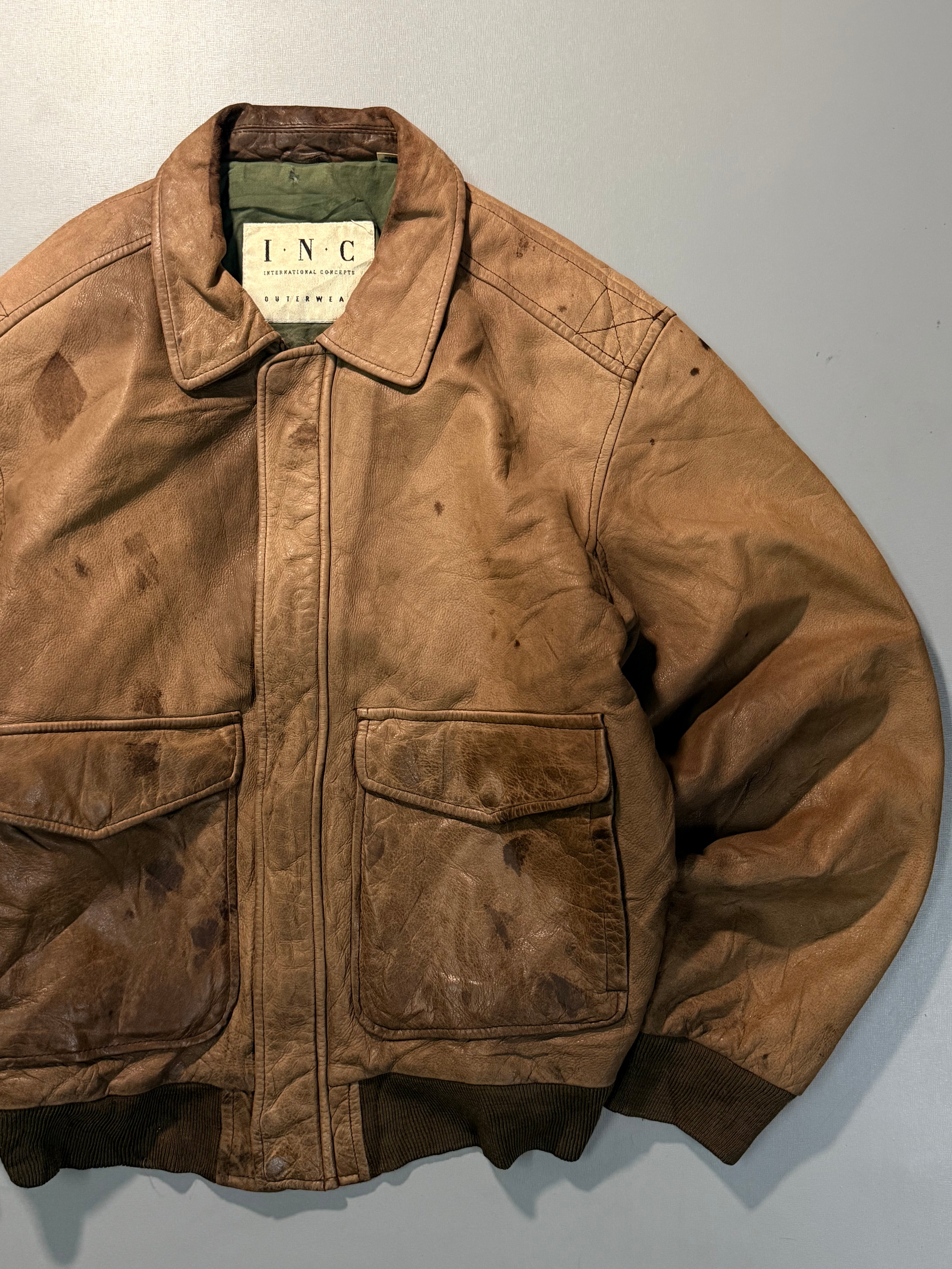 Bomber leather jacket(M/L)