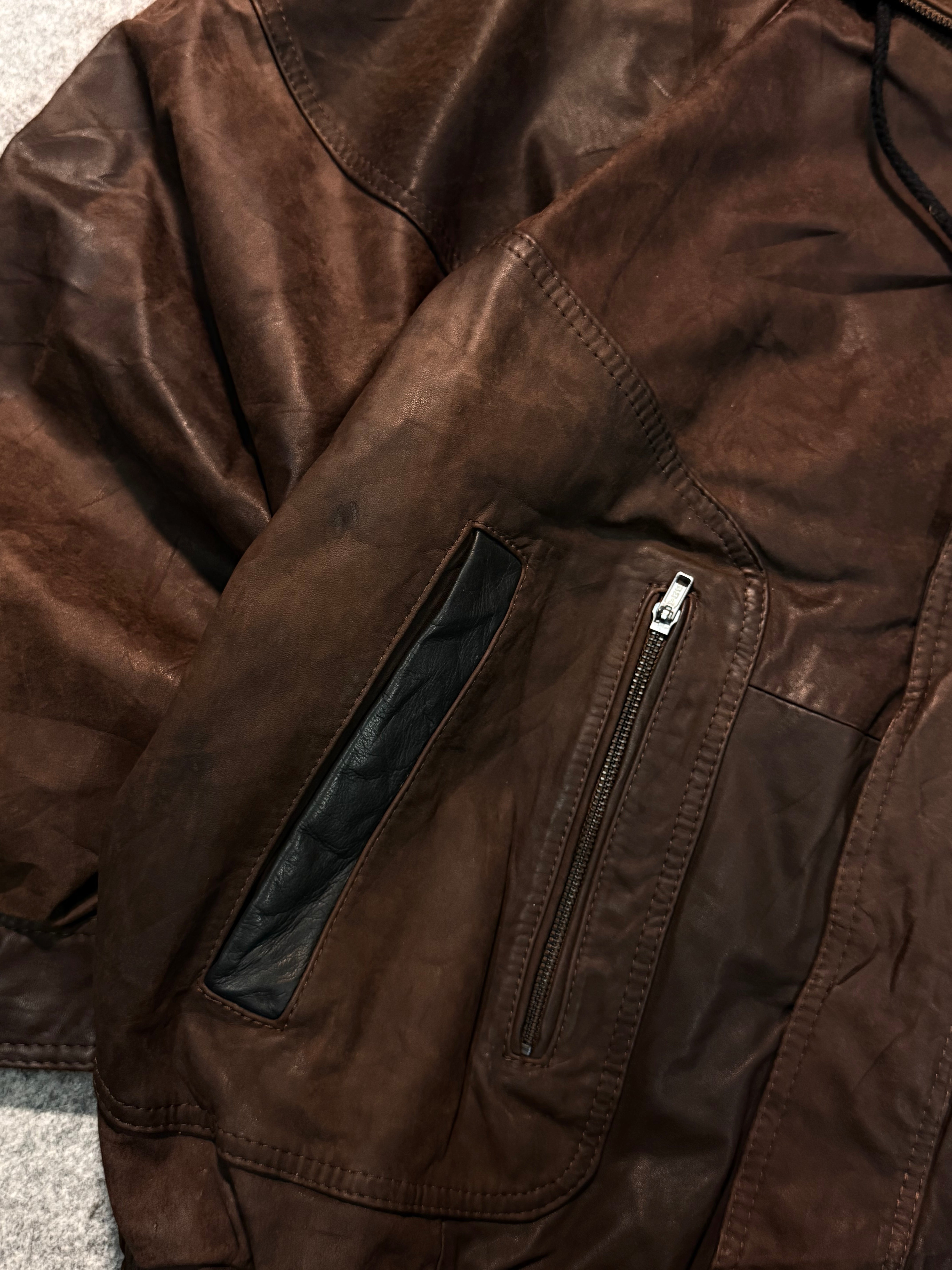 Bomber leather jacket(XL+)