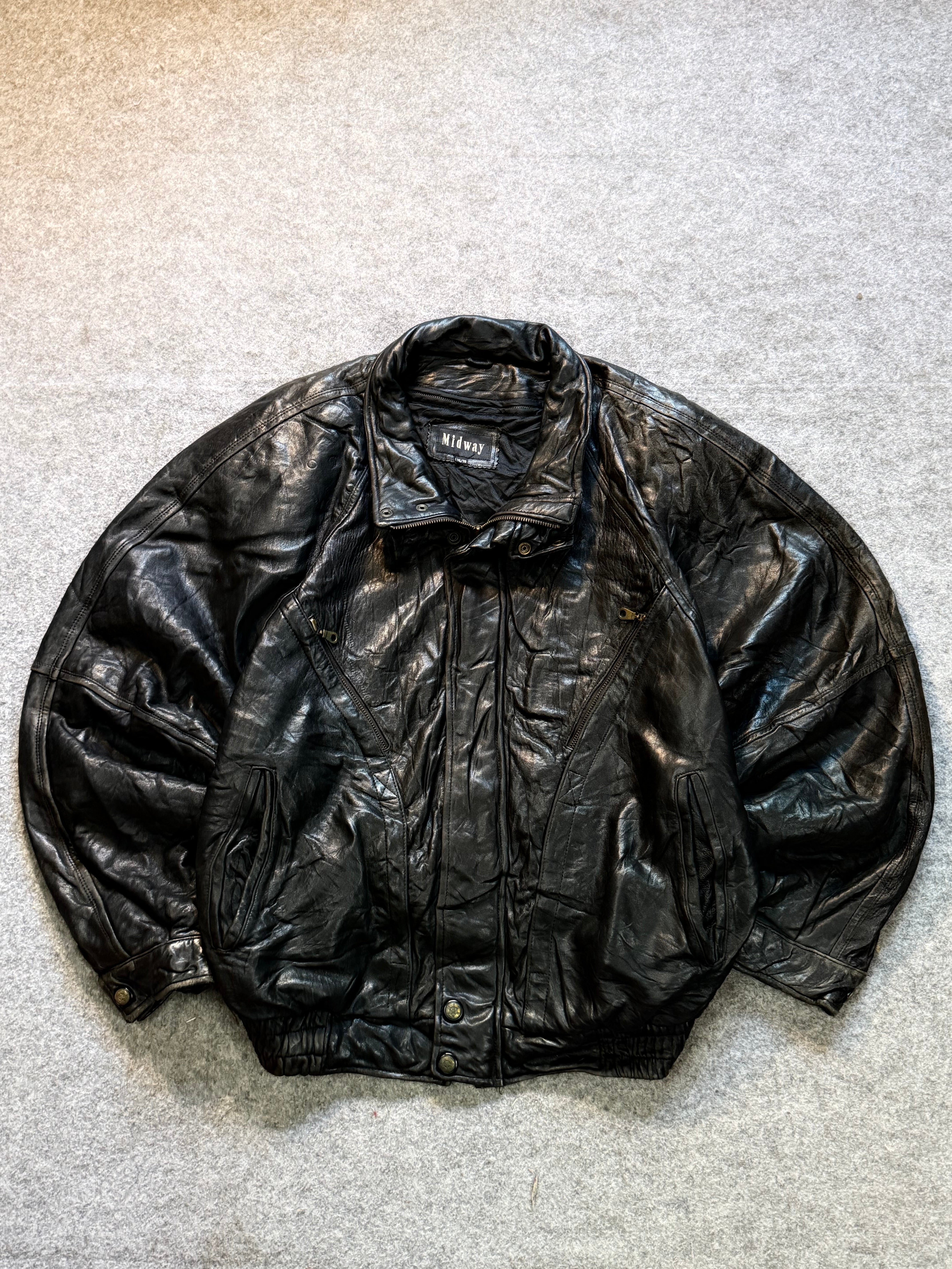 Bomber leather jacket(M/L)