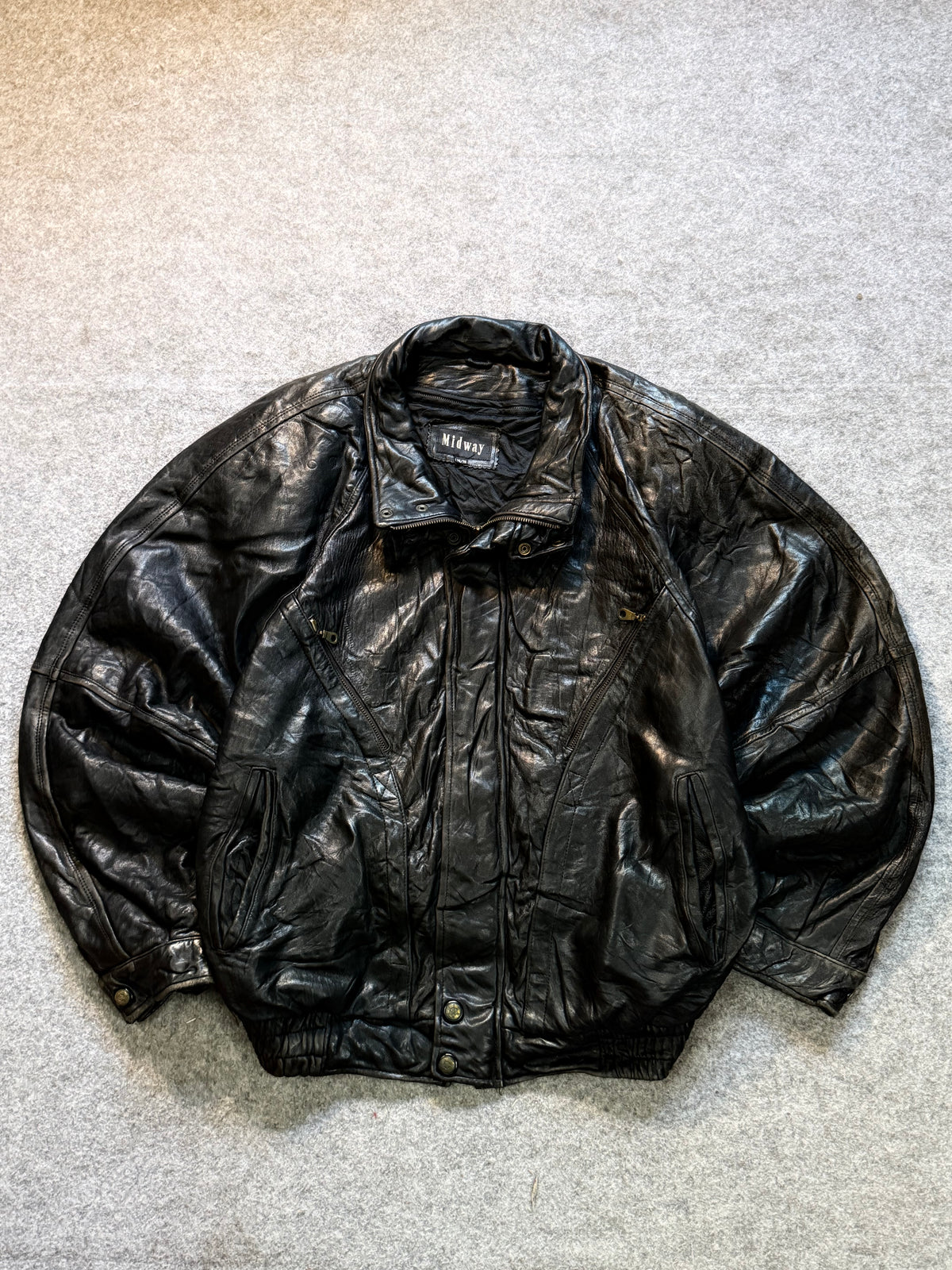 Bomber leather jacket(M/L)
