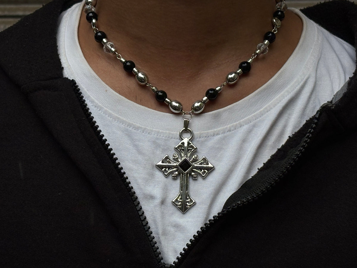 Black cross necklace