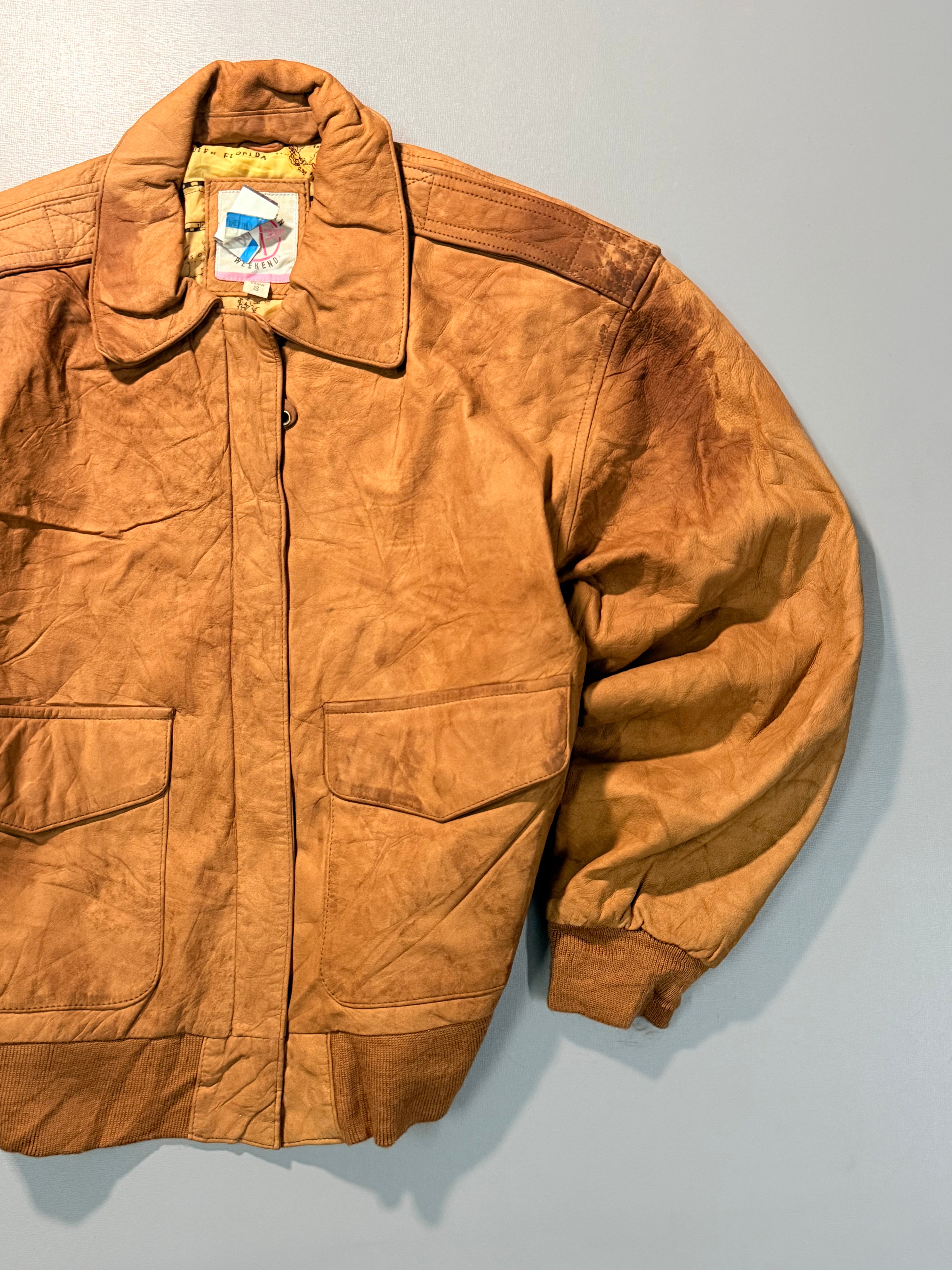 Bomber leather jacket(XS/S)
