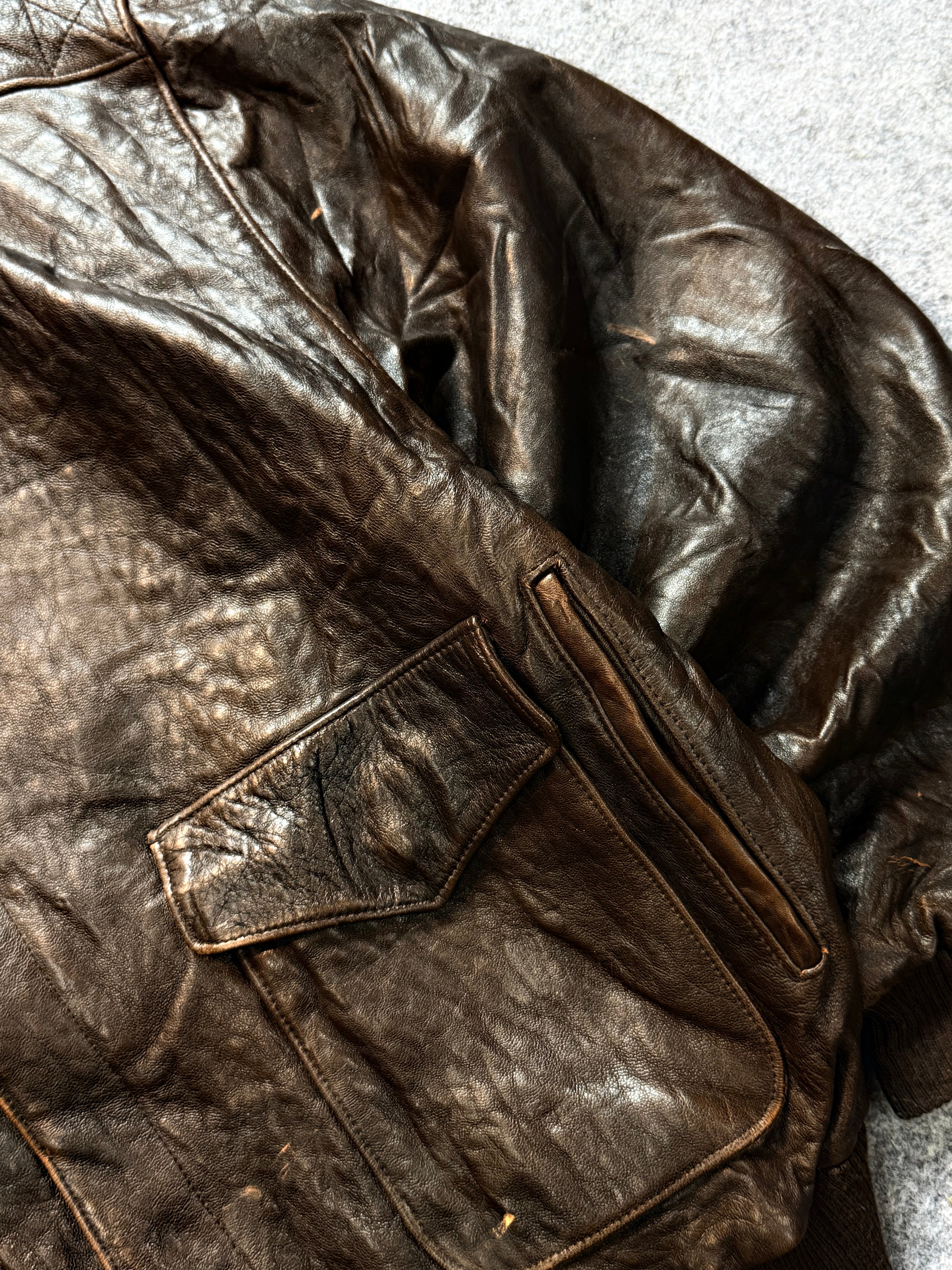Pilot aviator bomber leather jacket(L/XL)