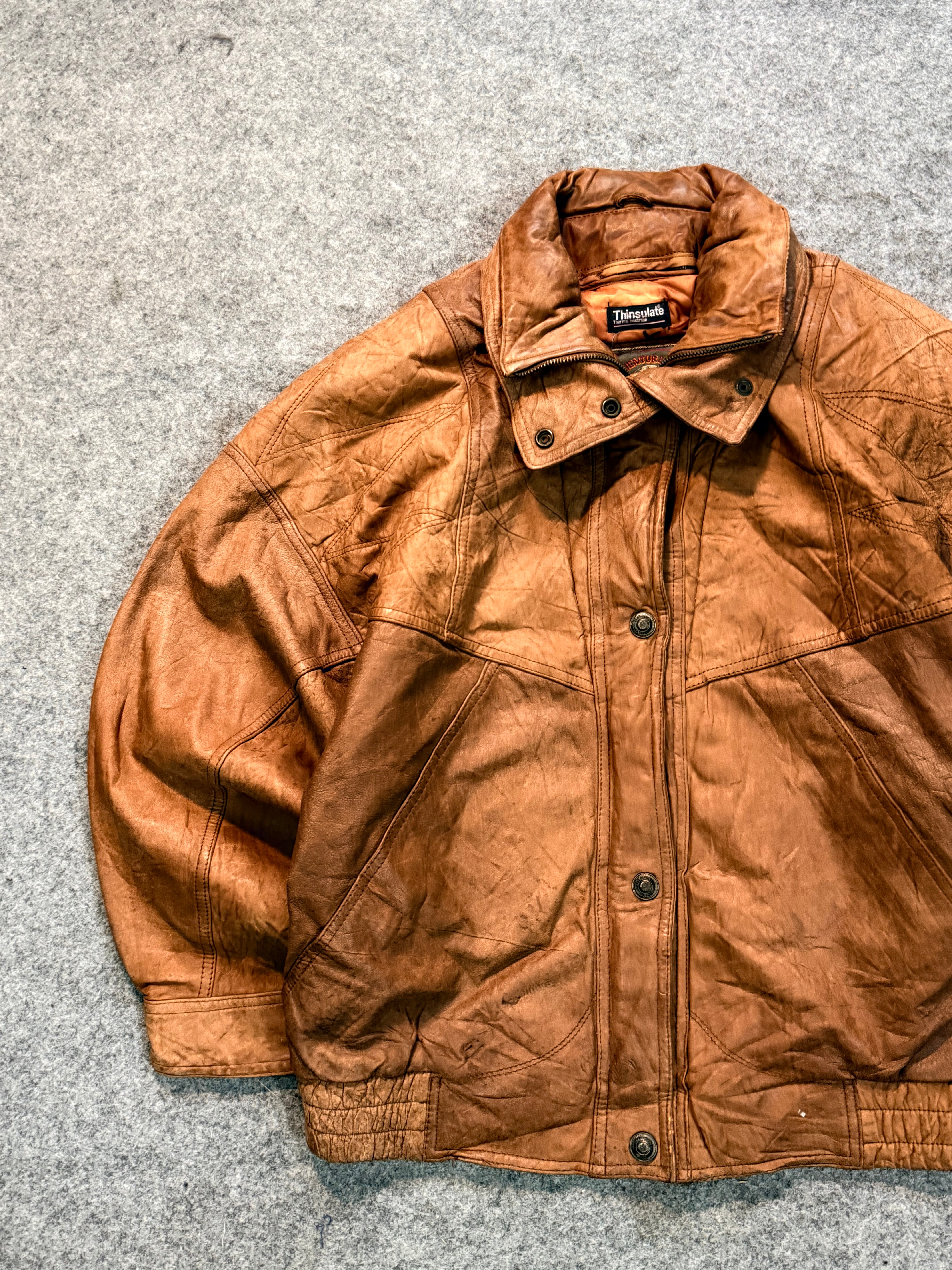 Bomber leather jacket(M/L)