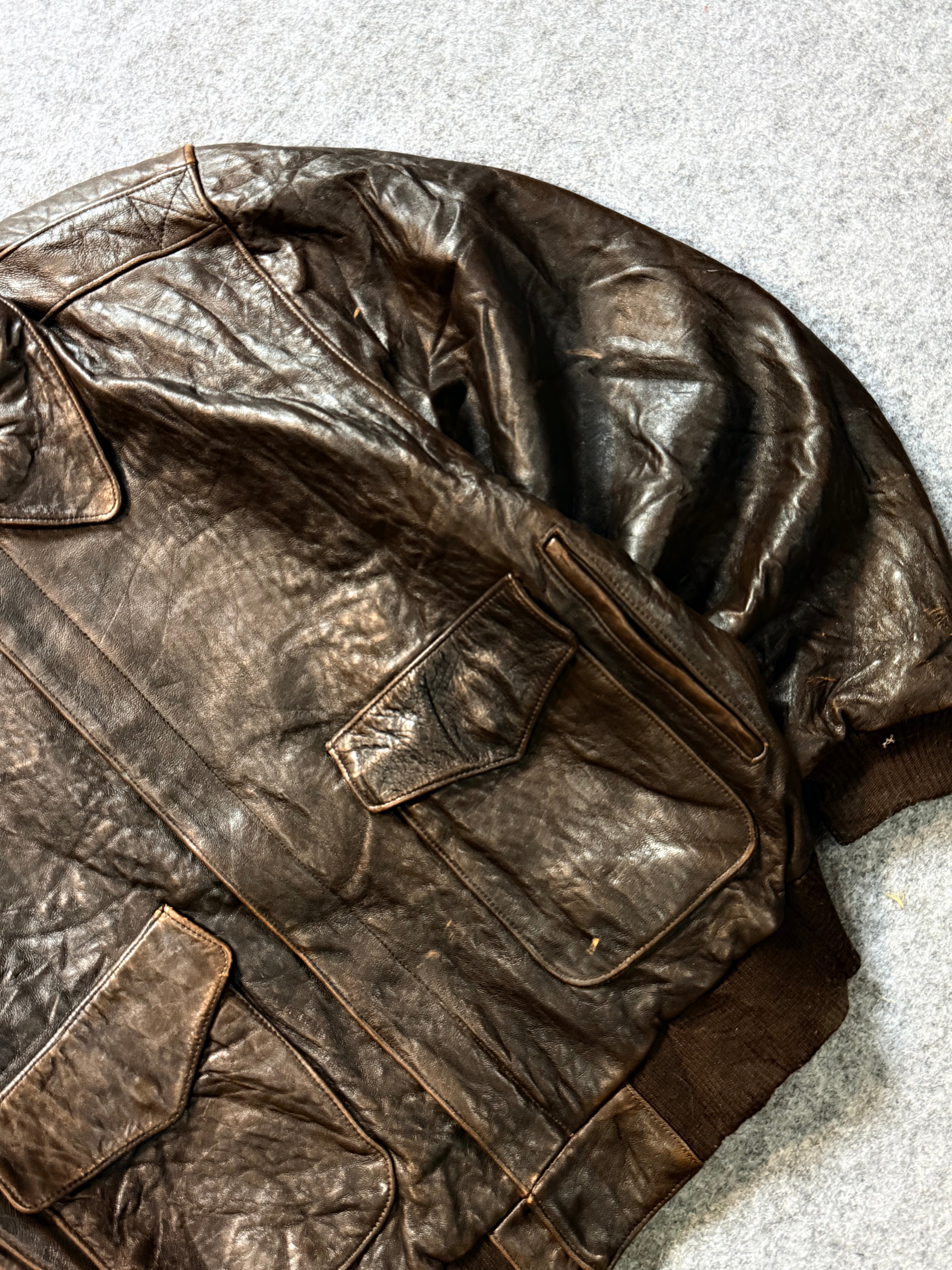 Pilot aviator bomber leather jacket(L/XL)