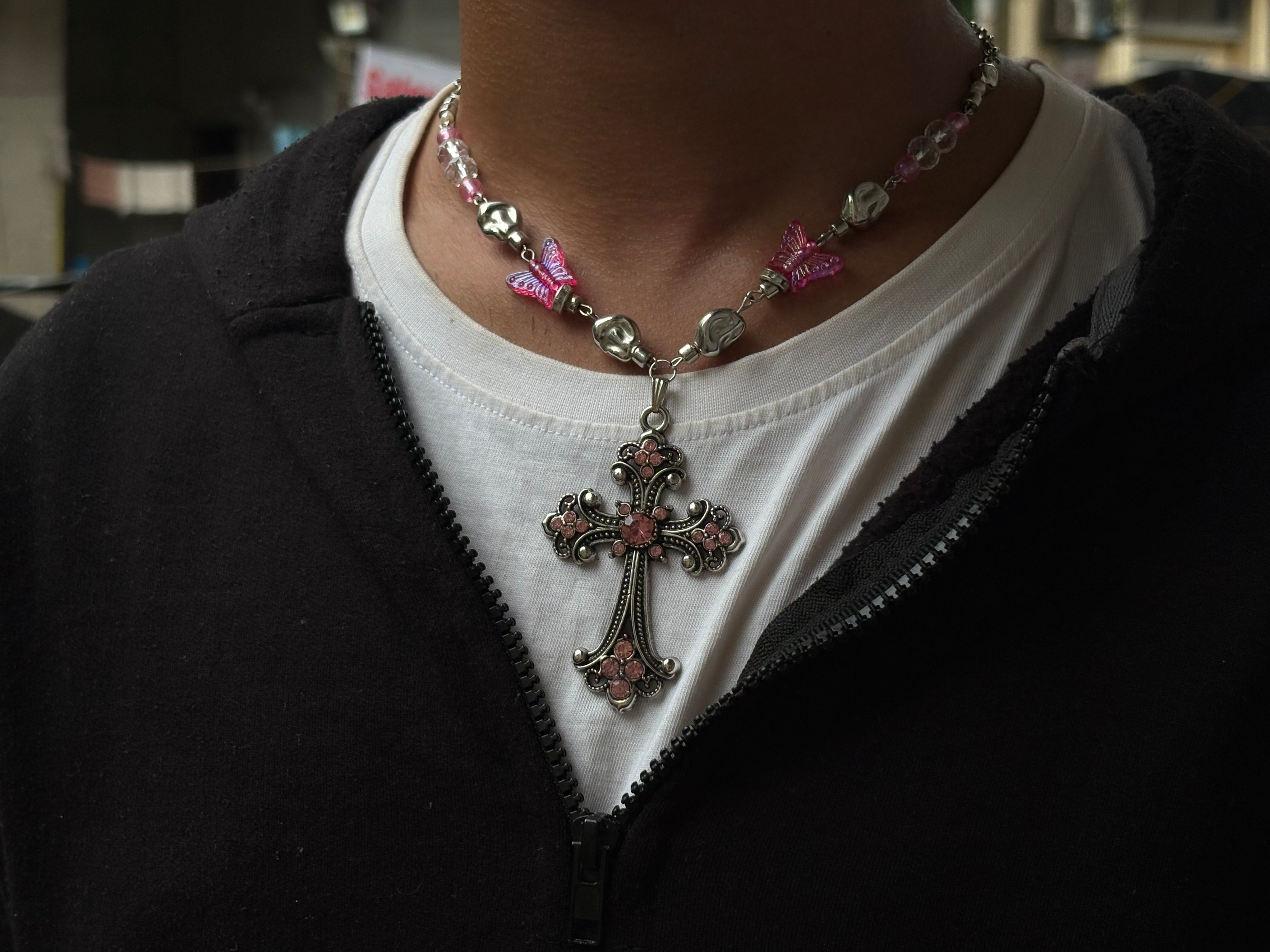 Pink Cross necklace