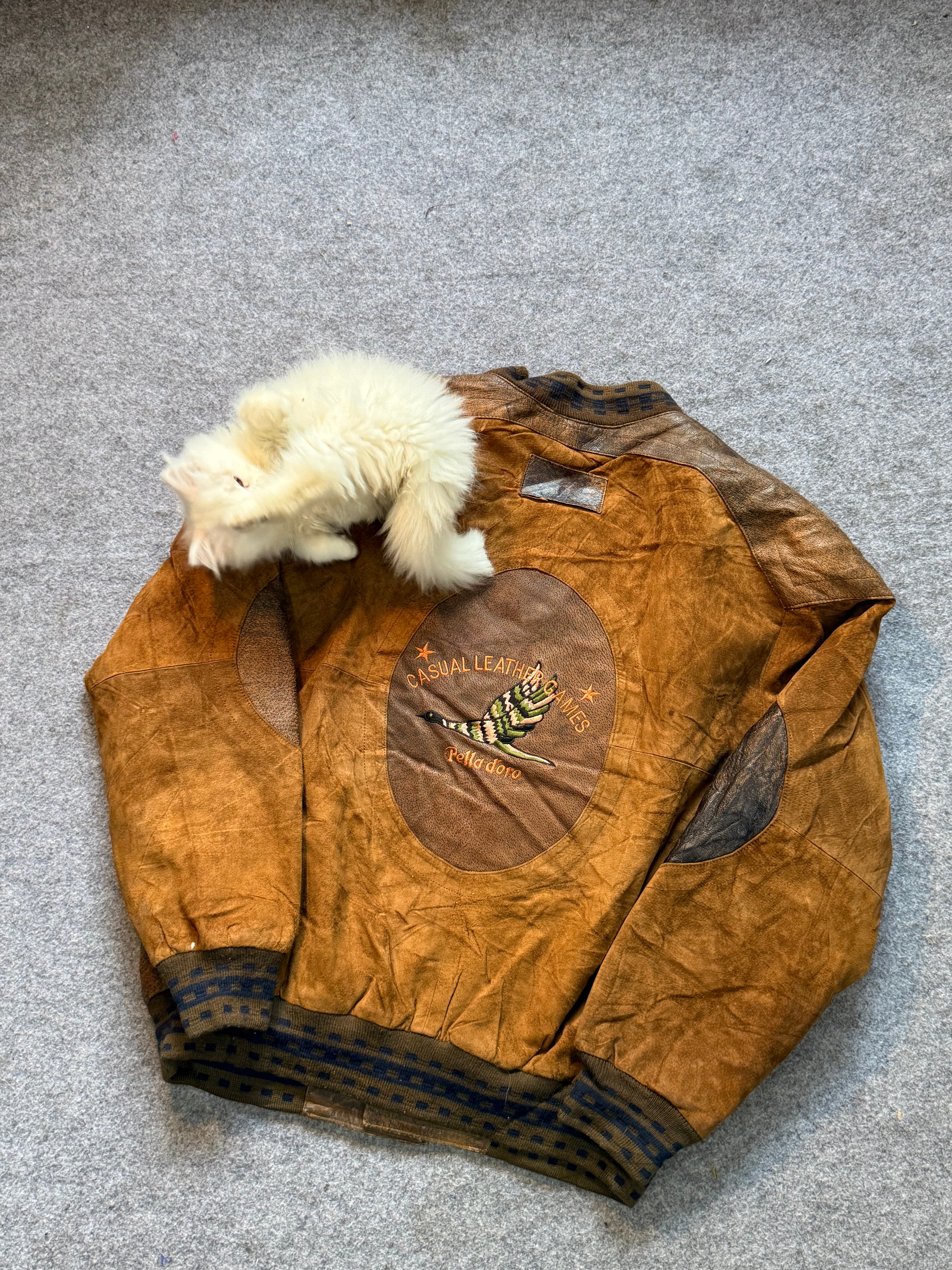 Bomber leather jacket(M/L)