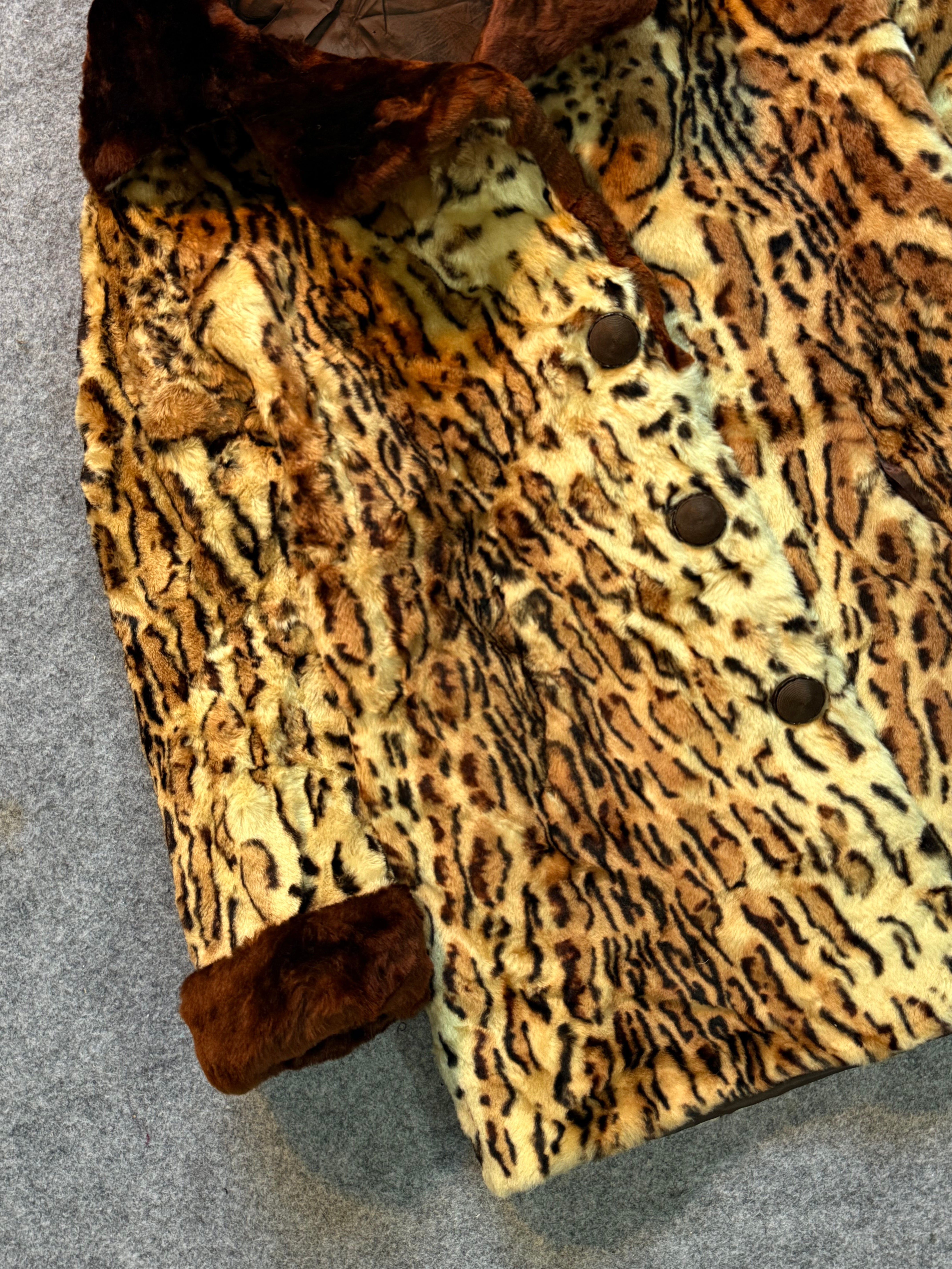 Animal print fur coat(XS/S/M)