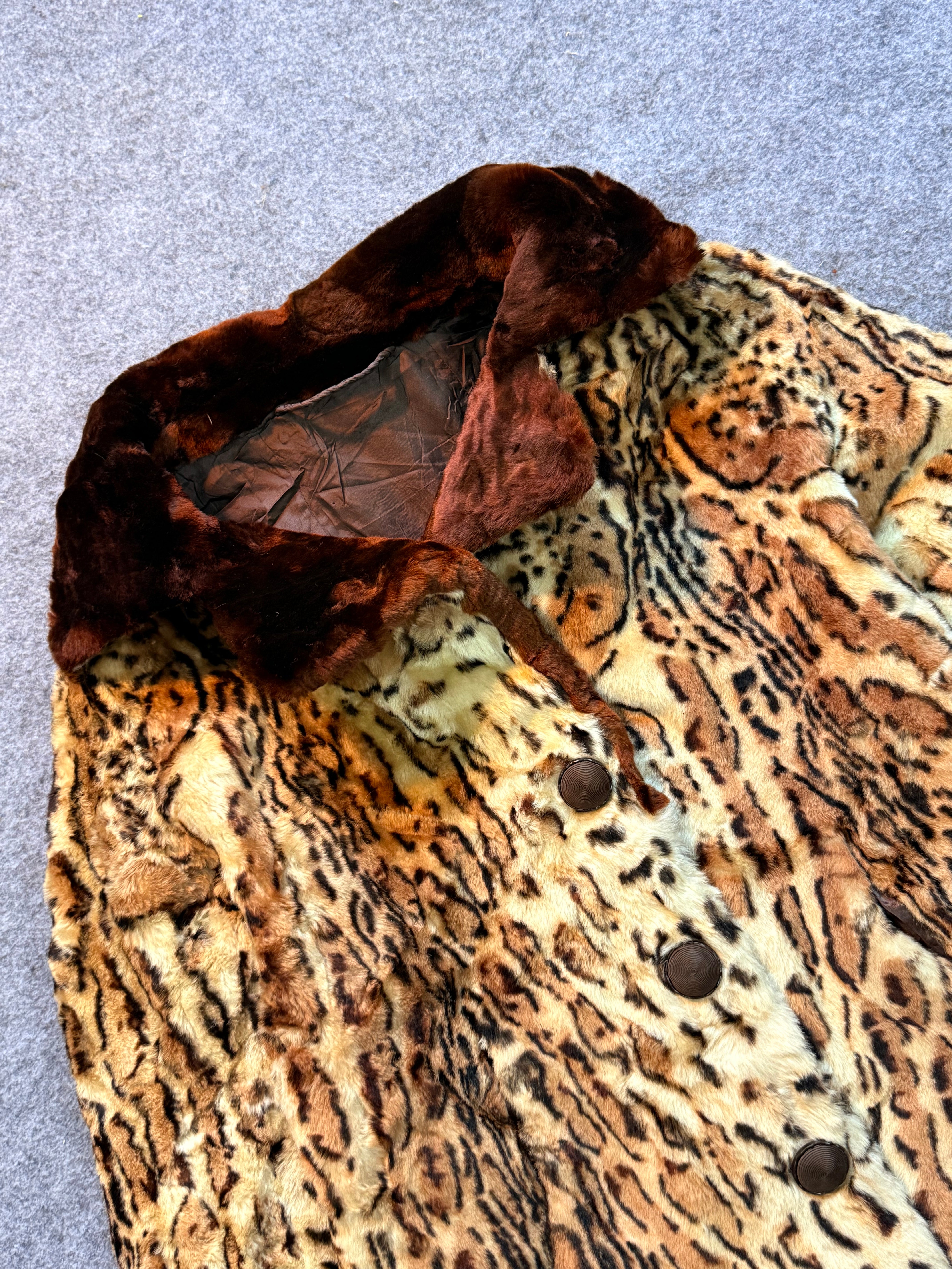 Animal print fur coat(XS/S/M)