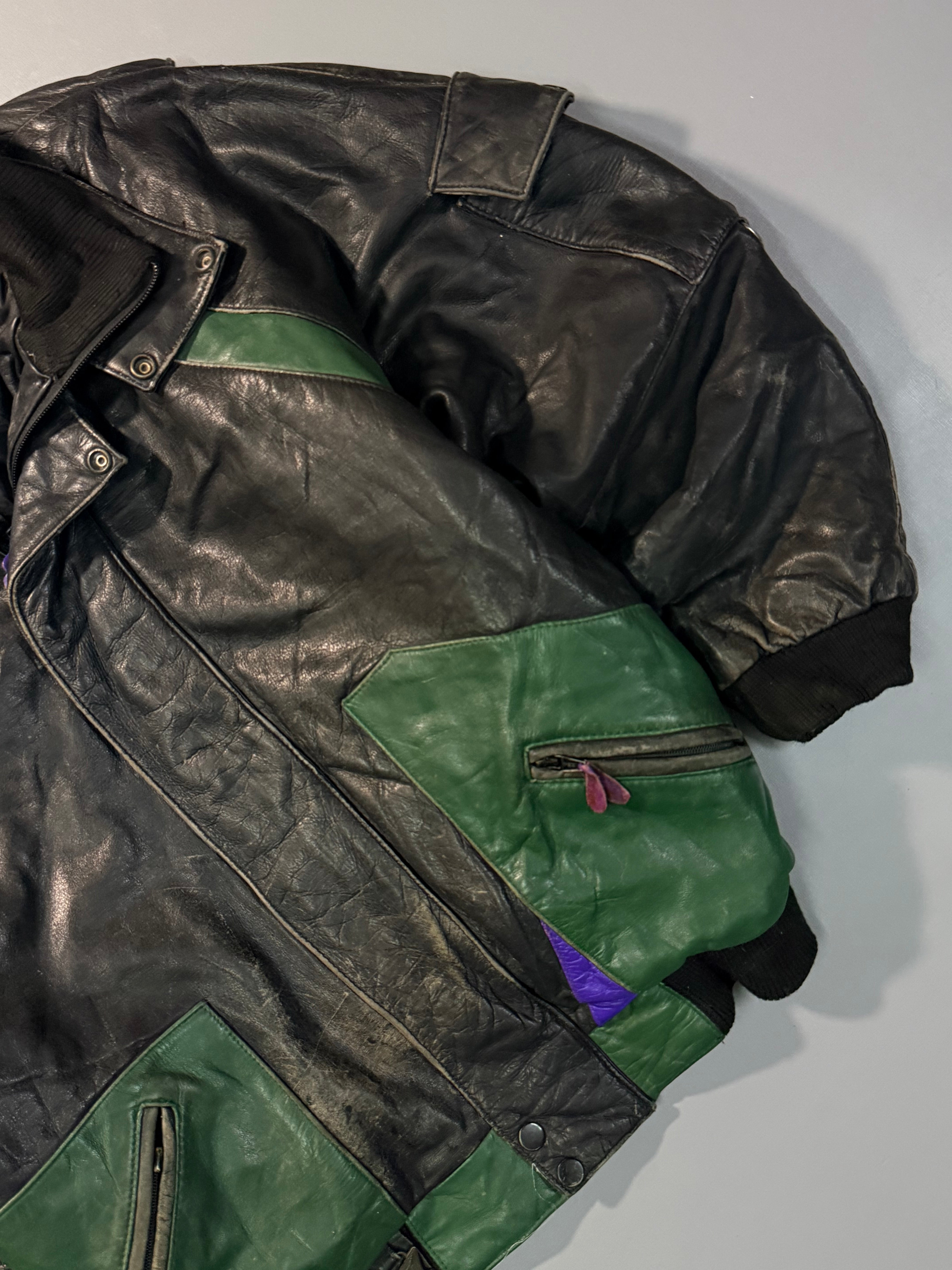 Bomber leather jacket(M/L)