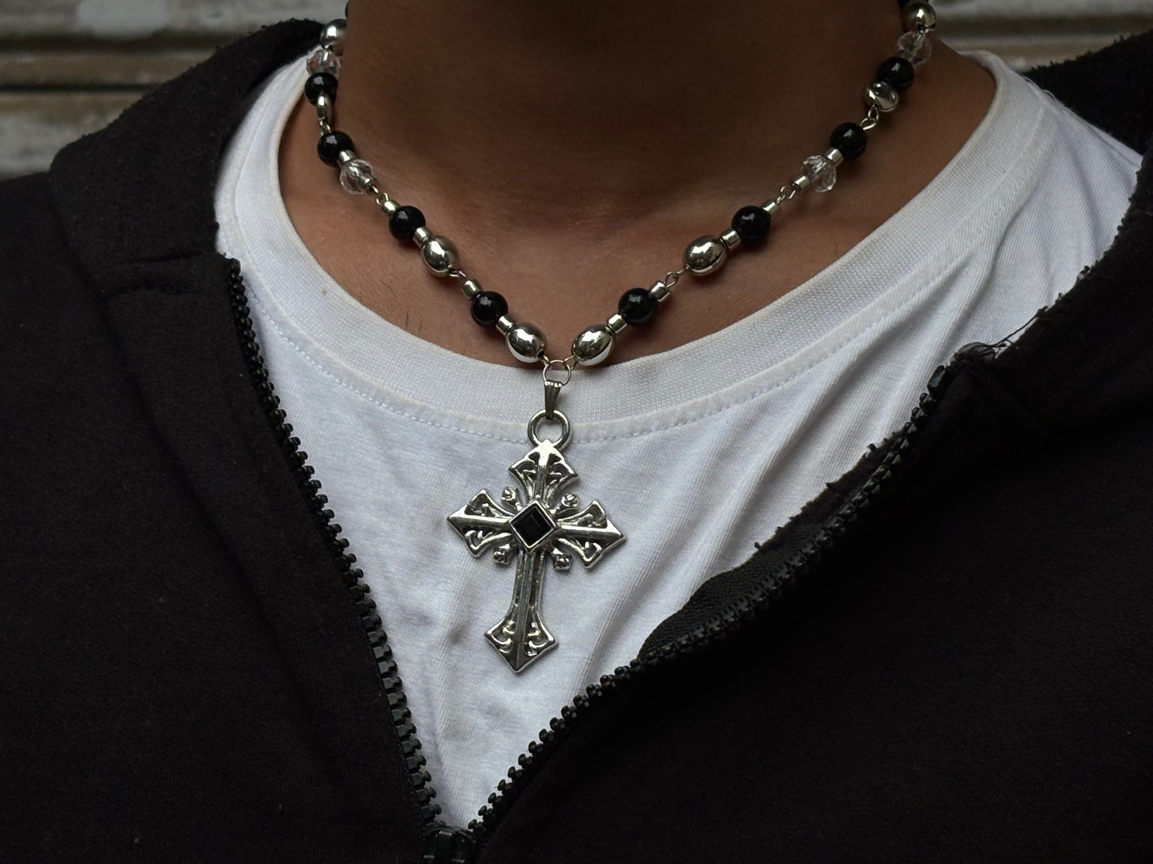 Black cross necklace