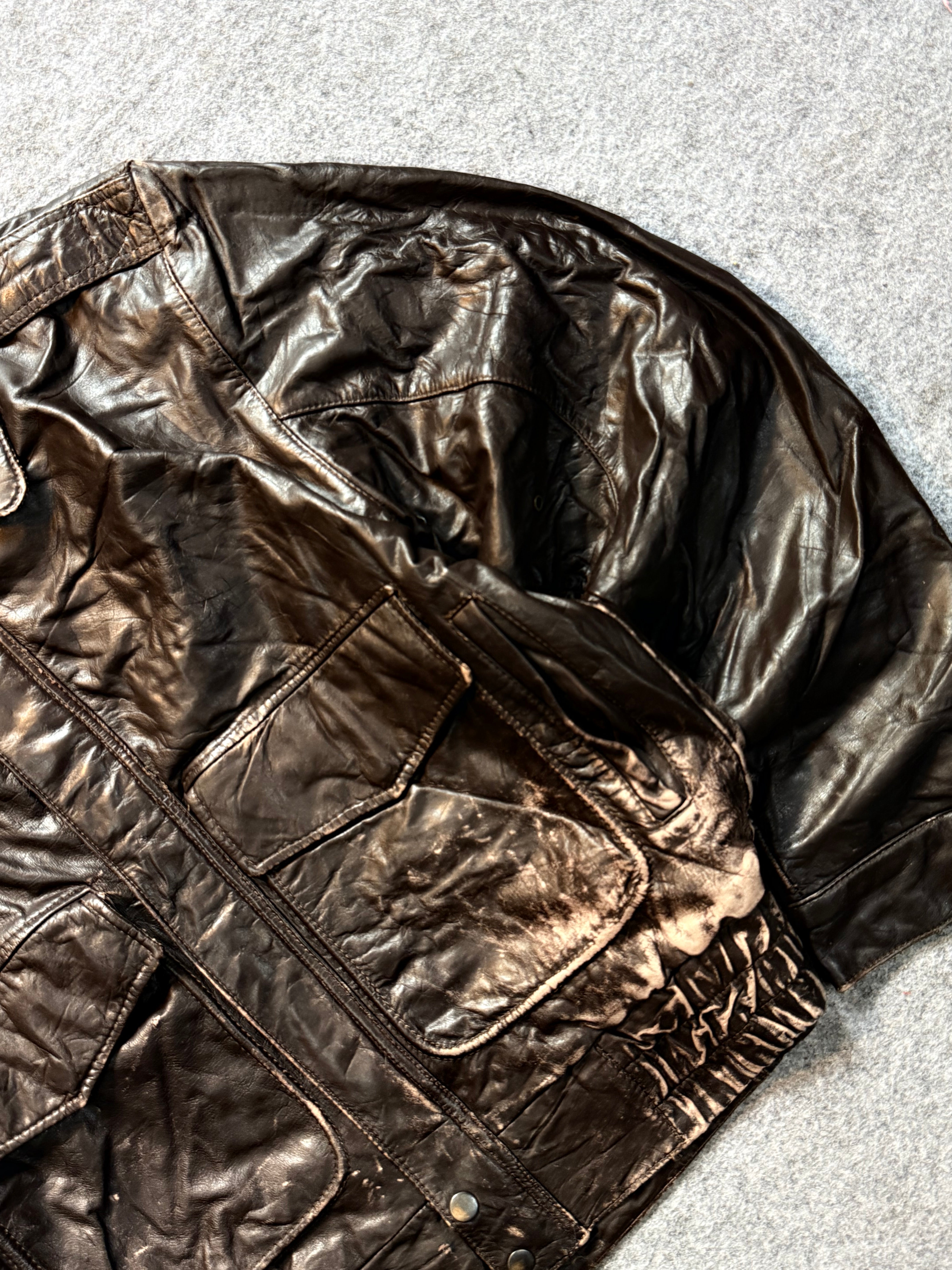 BOMBER LEATHER JACKET(M/L)