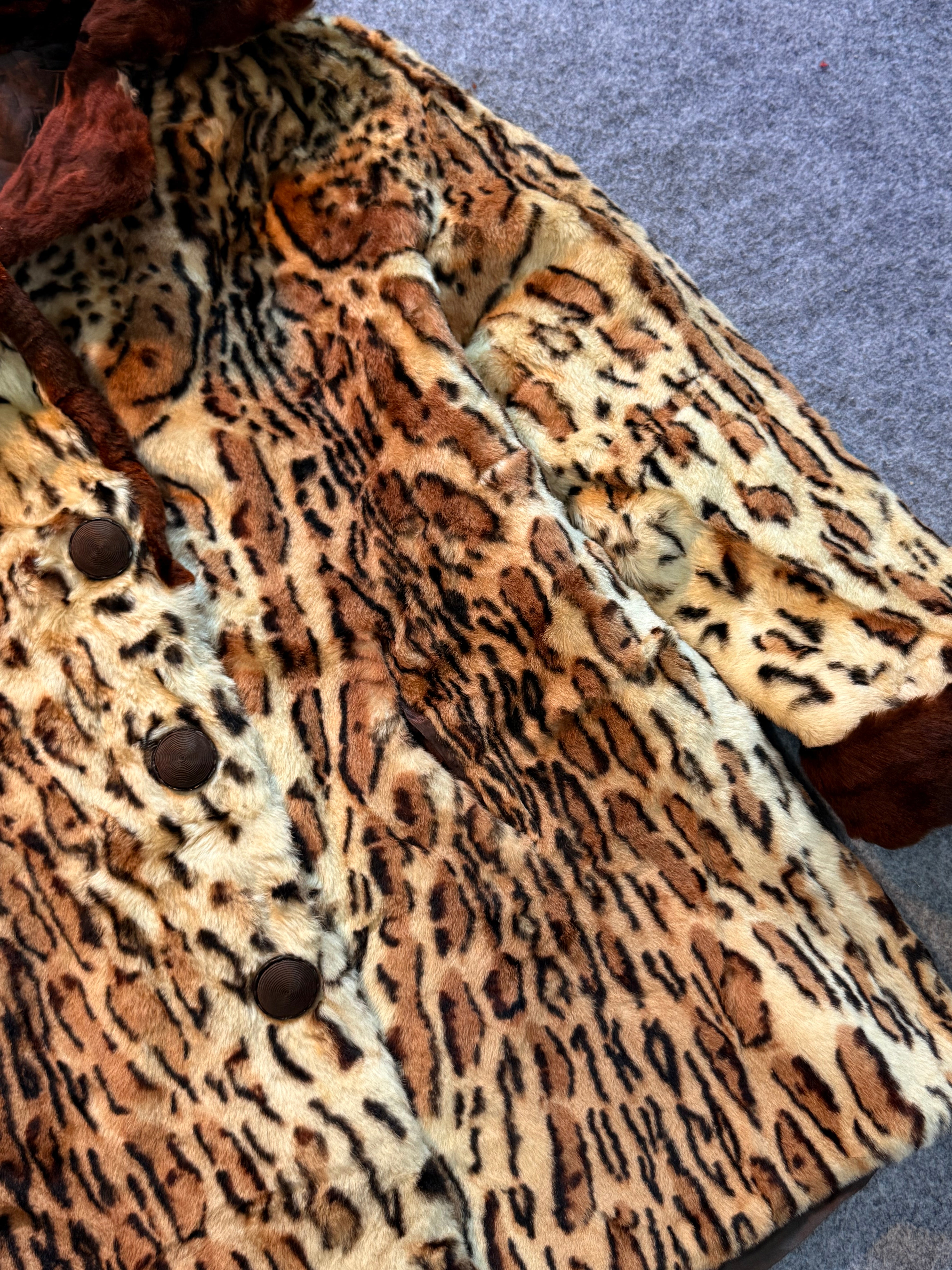 Animal print fur coat(XS/S/M)