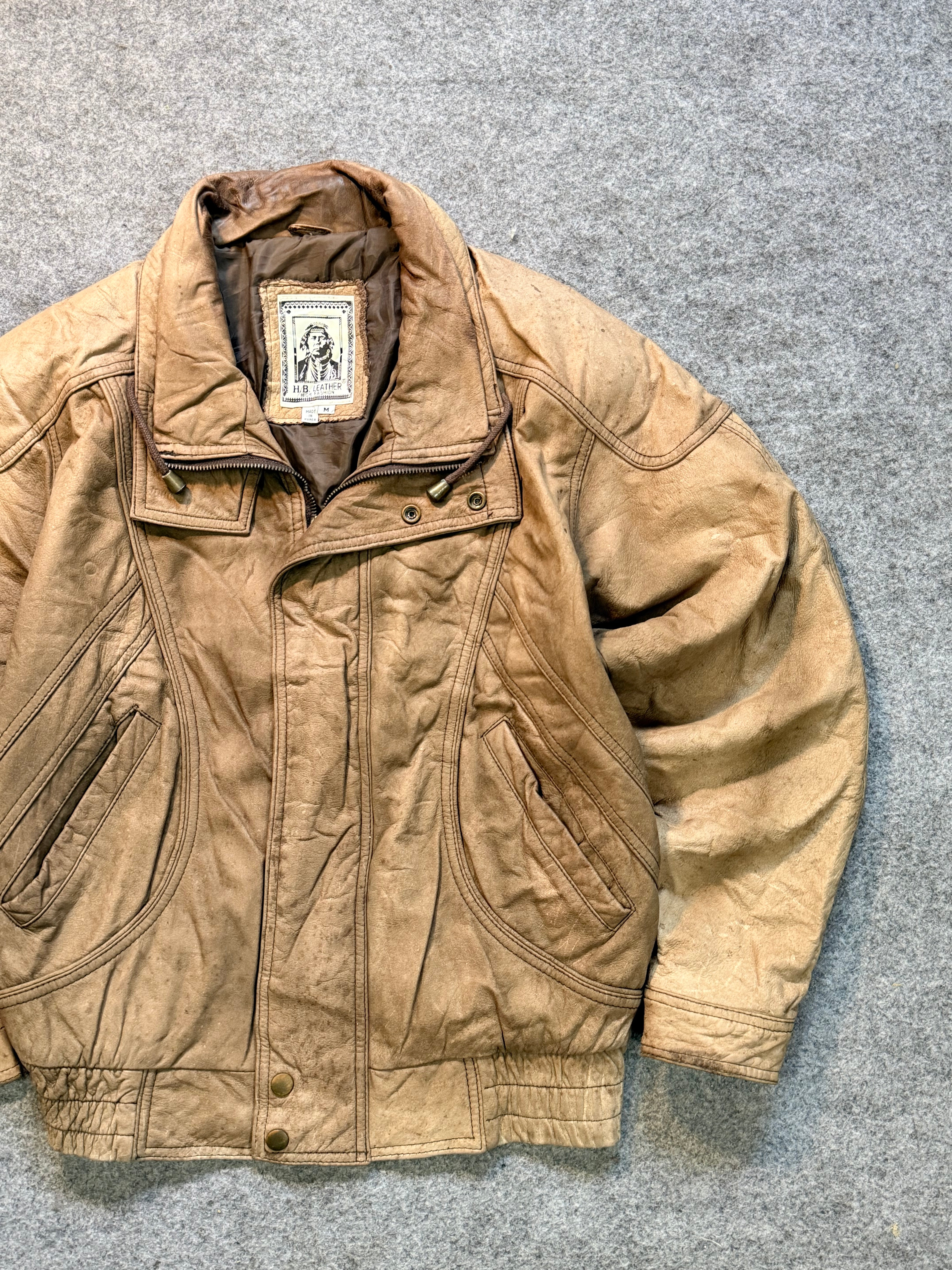 Bomber leather jacket(S/M)
