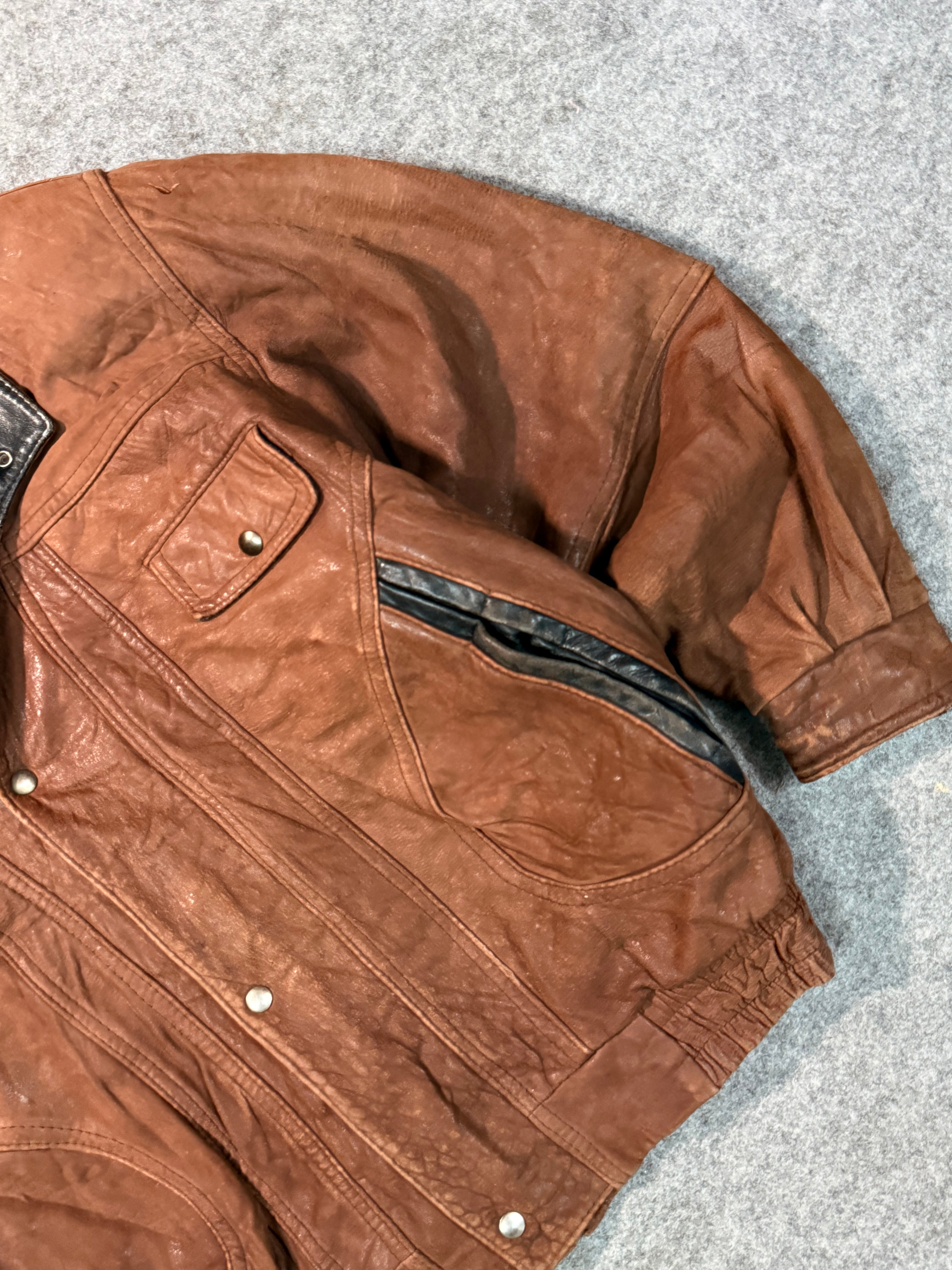 Bomber leather jacket(XL+)