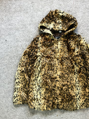 Animal print fur coat(XS/S)