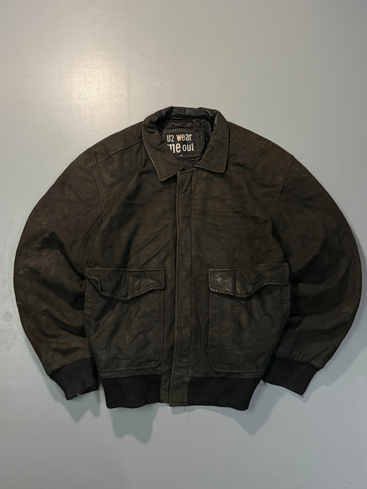 Bomber leather jacket(M/L)