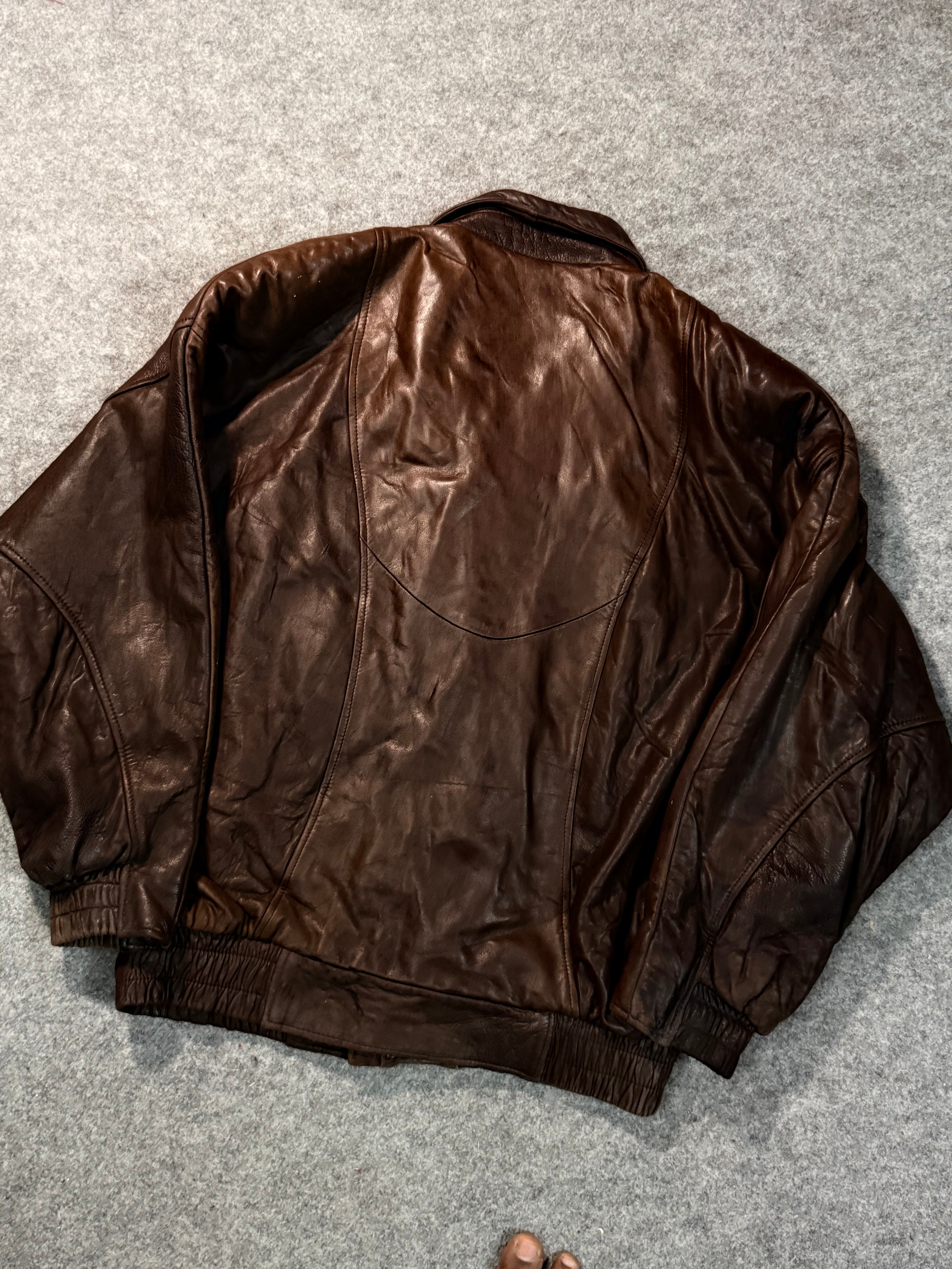 Bomber leather jacket(XL+)