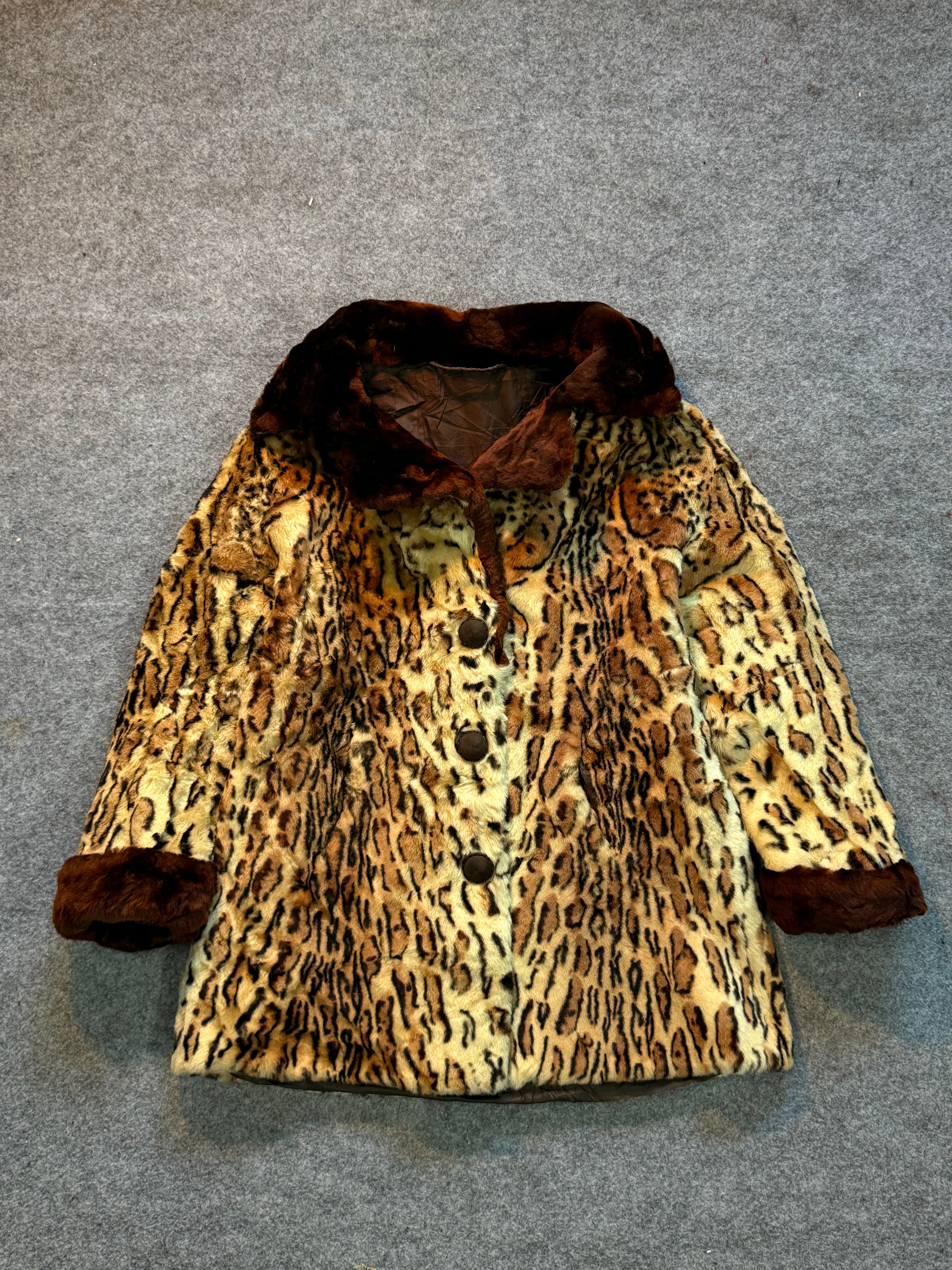 Animal print fur coat(XS/S/M)