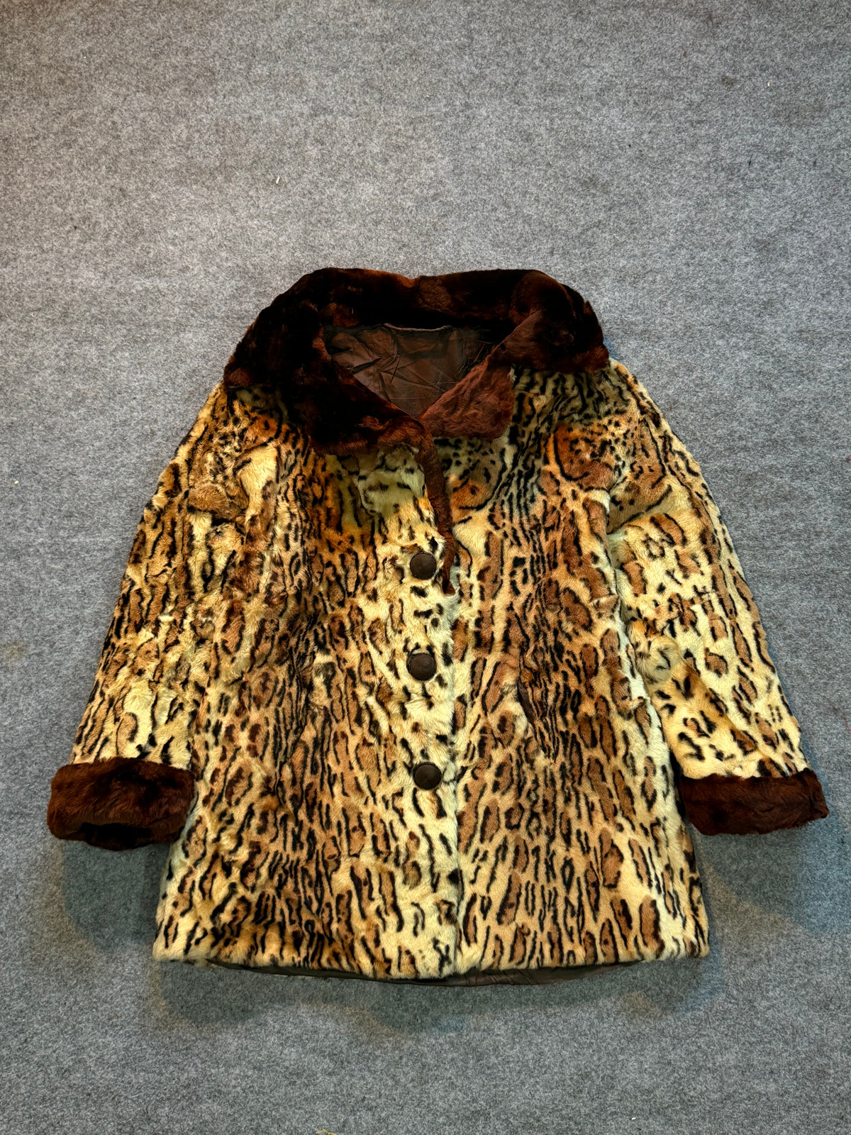 Animal print fur coat(XS/S/M)