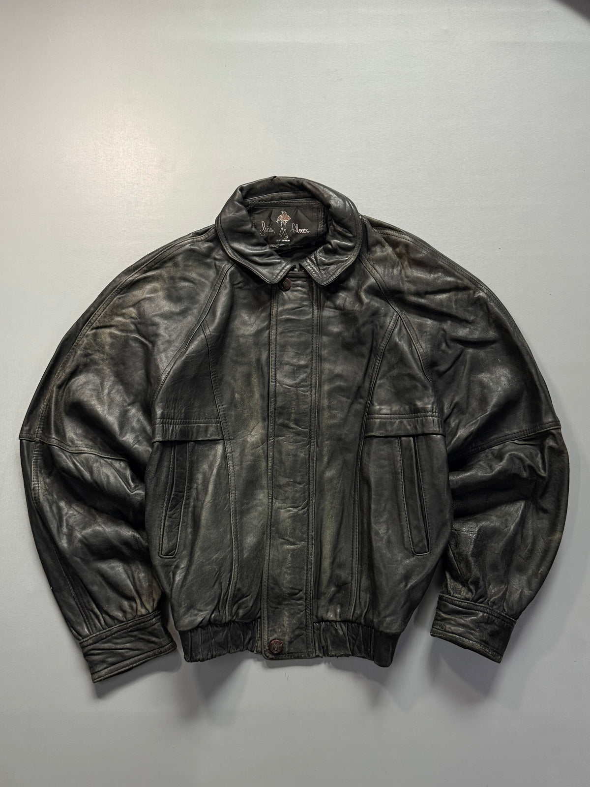 Bomber leather jacket(M/L)