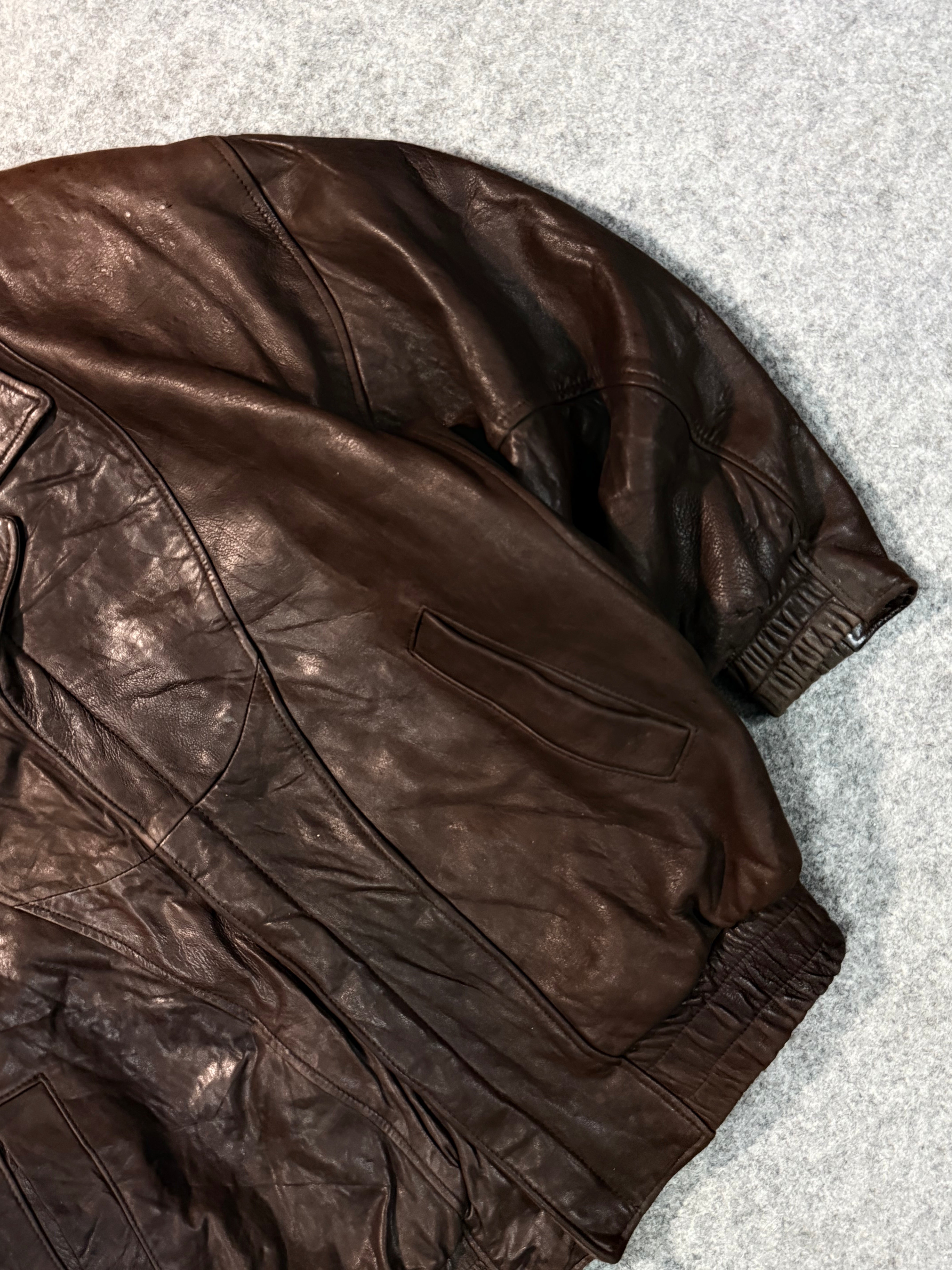Bomber leather jacket(XL+)