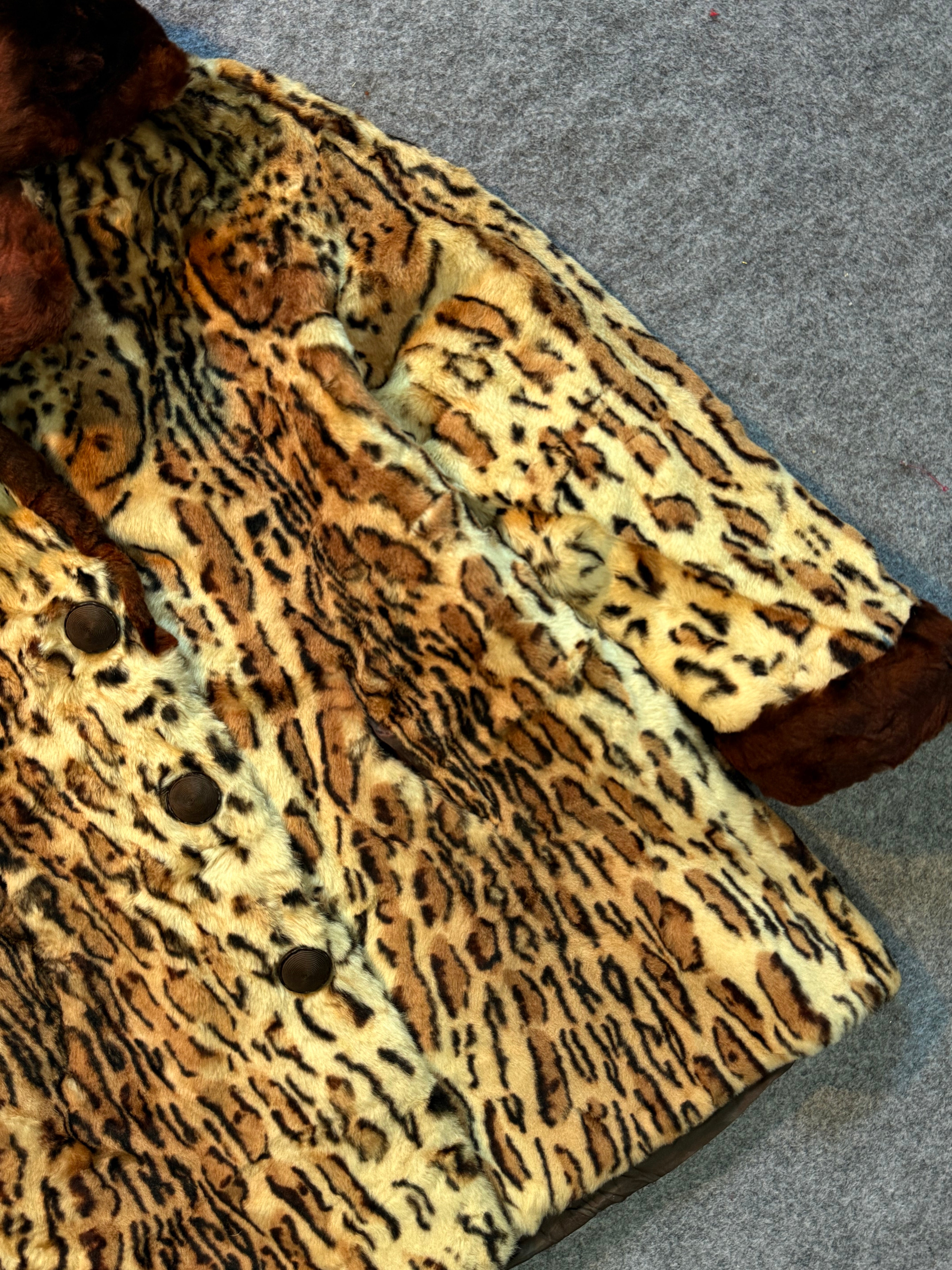 Animal print fur coat(XS/S/M)