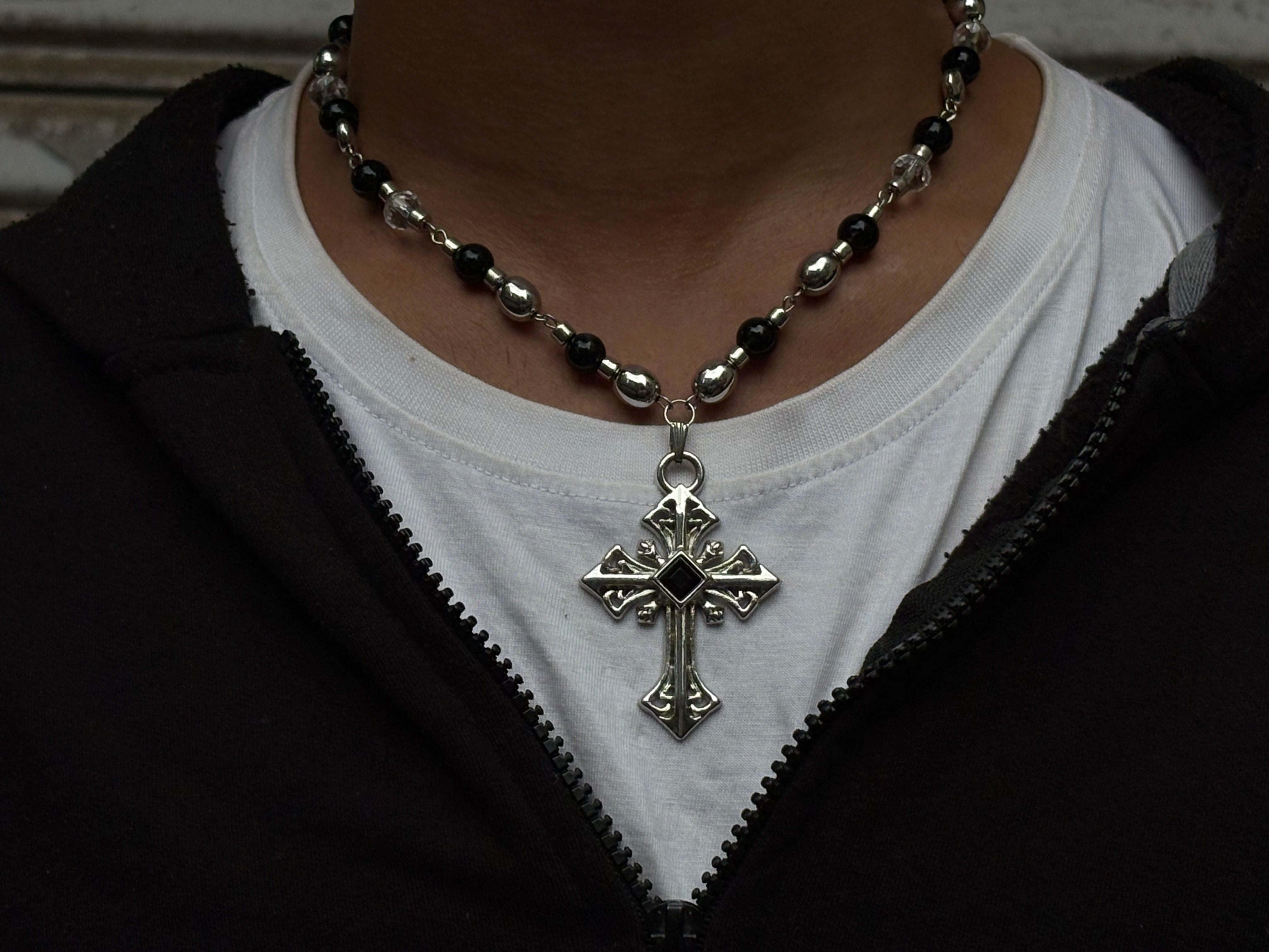 Black cross necklace