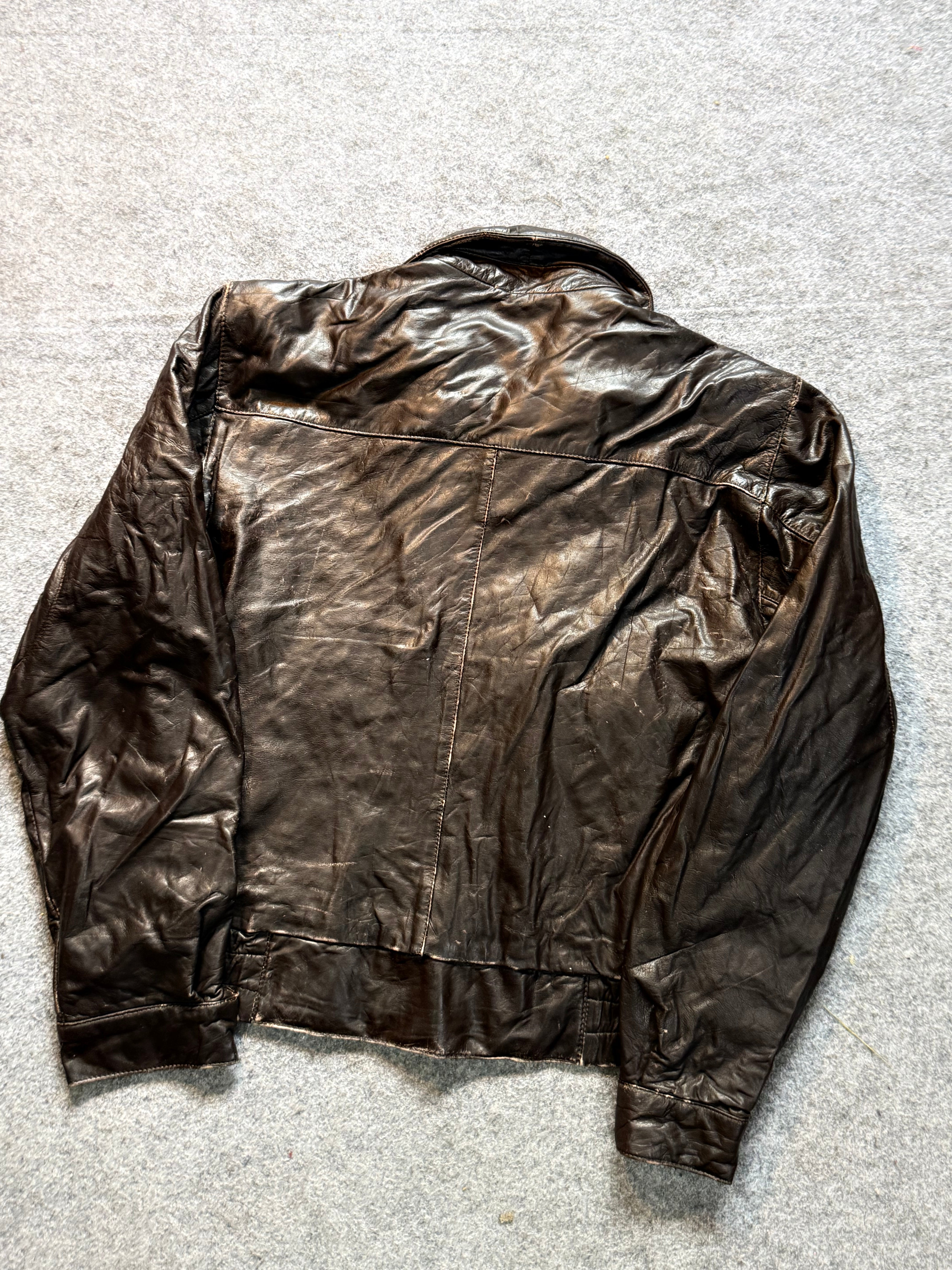 BOMBER LEATHER JACKET(M/L)