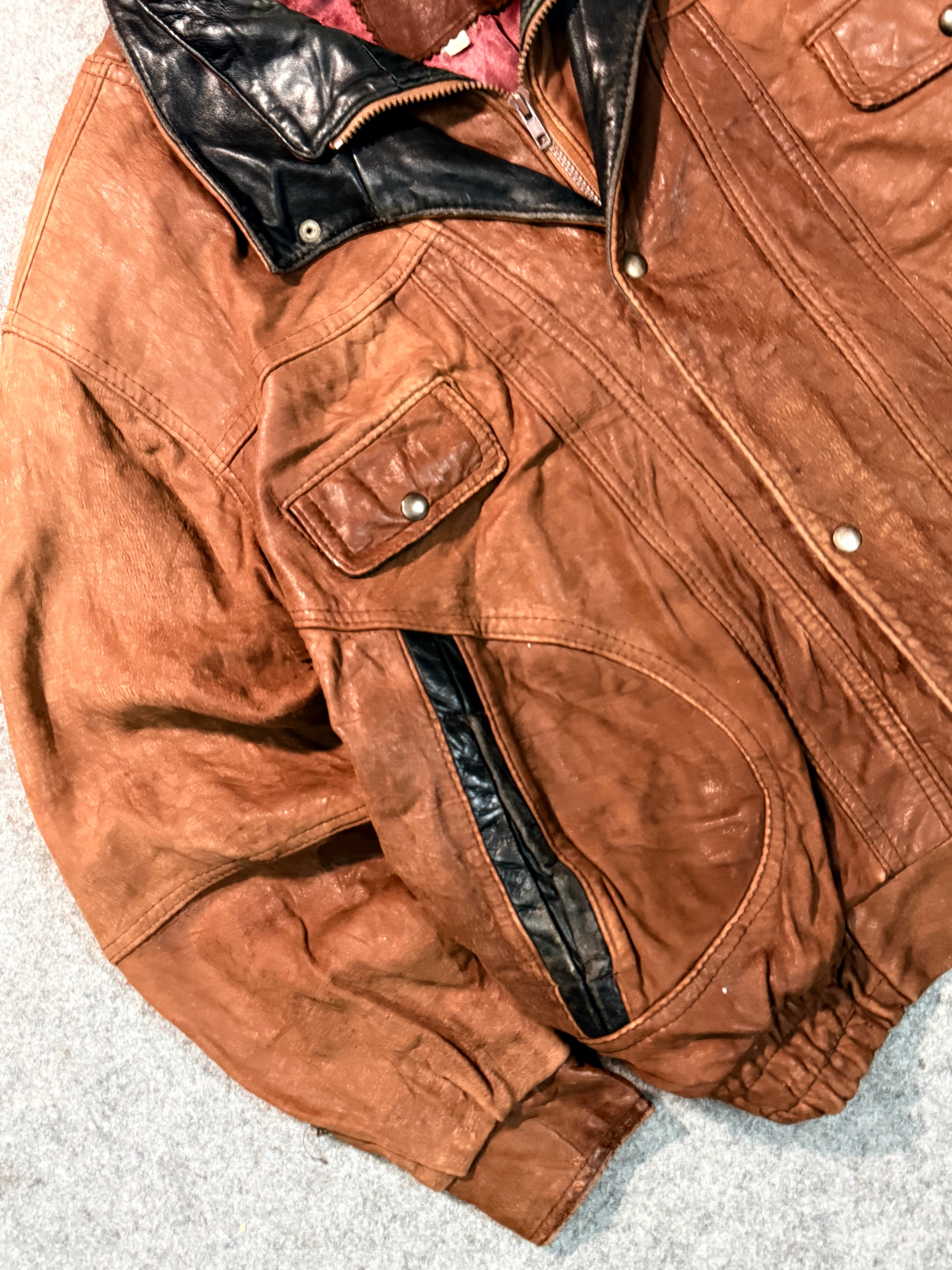Bomber leather jacket(XL+)