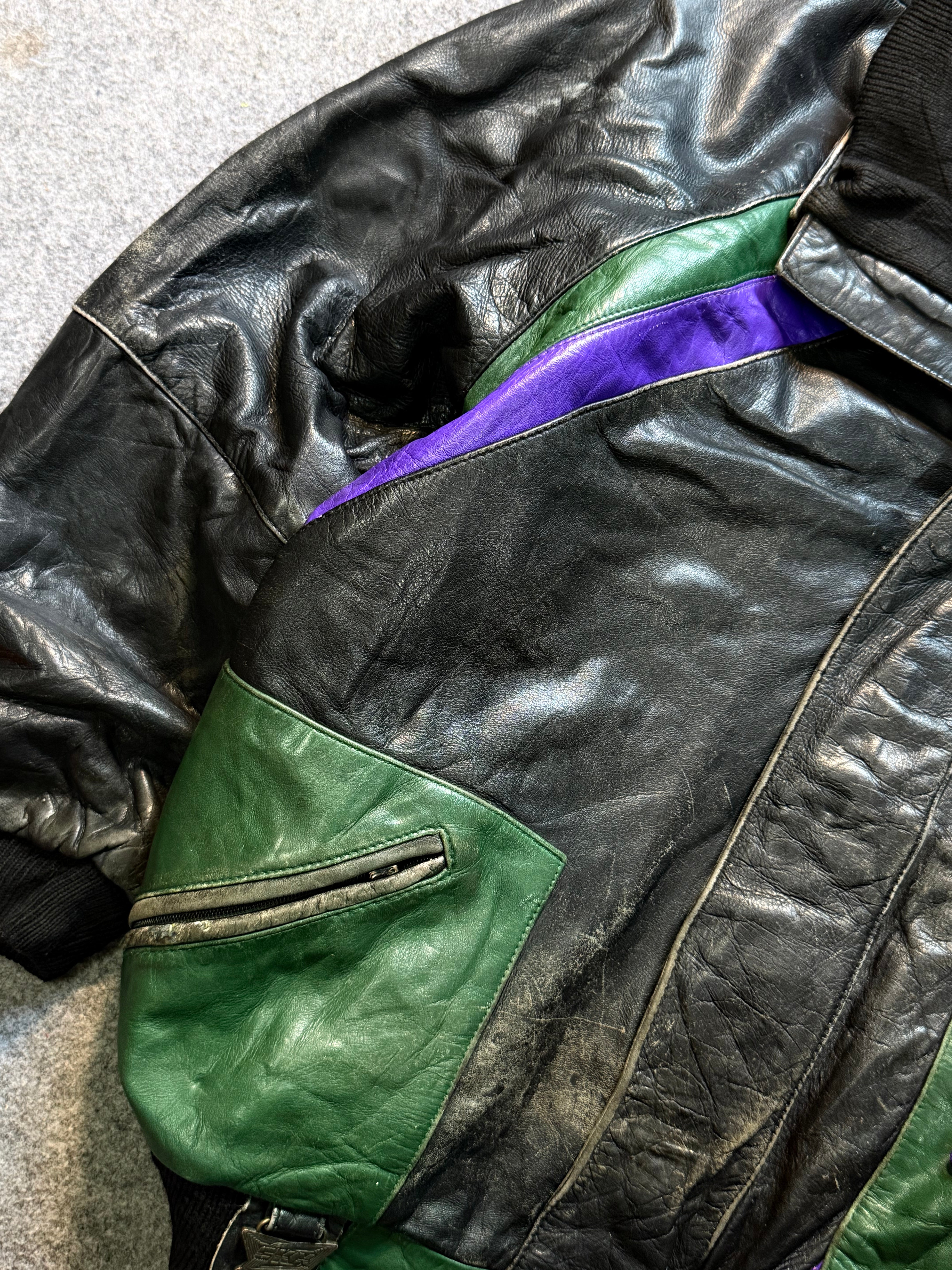 Bomber leather jacket(M/L)