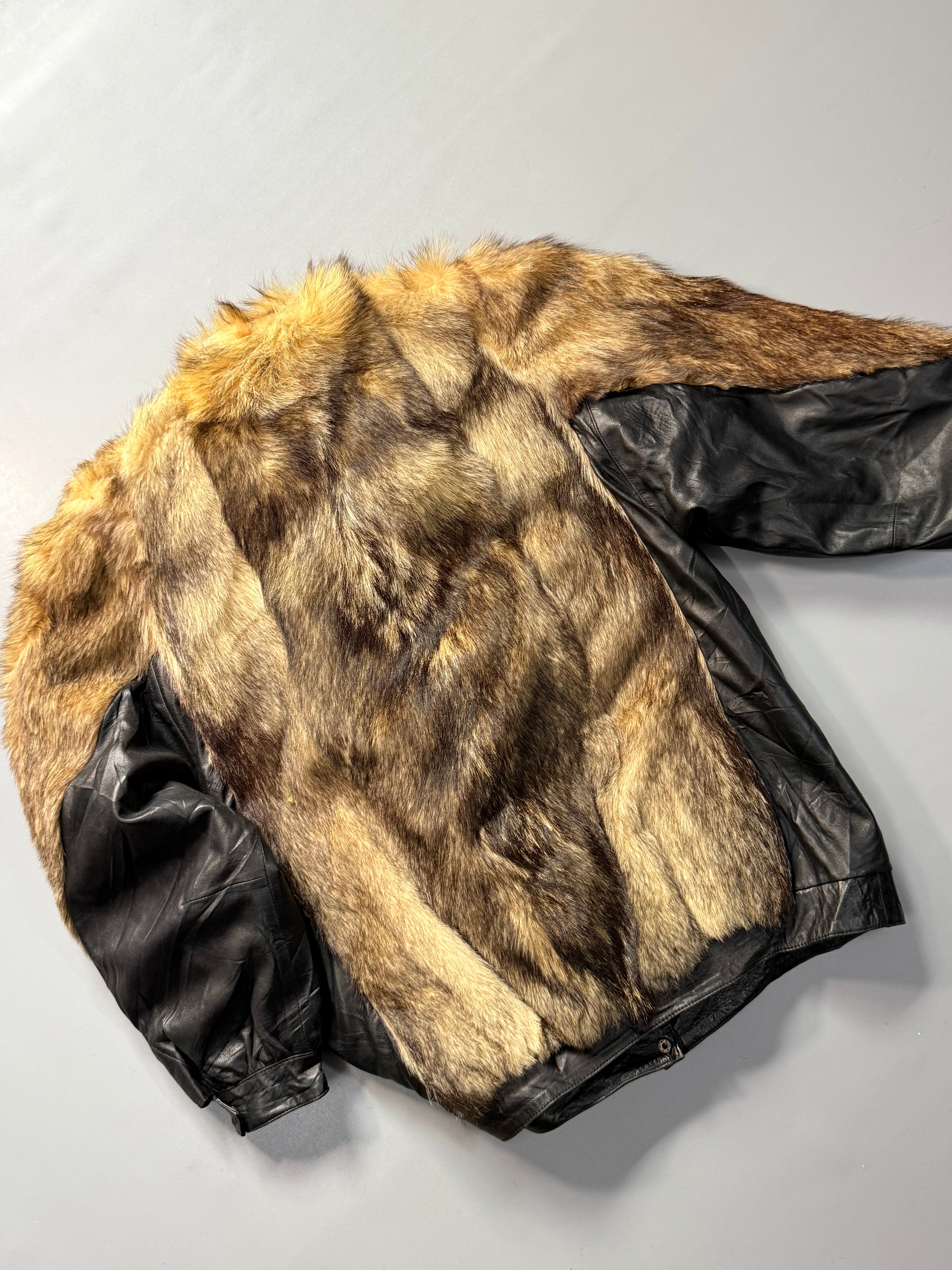 Fur-Leather coat (L/XL)